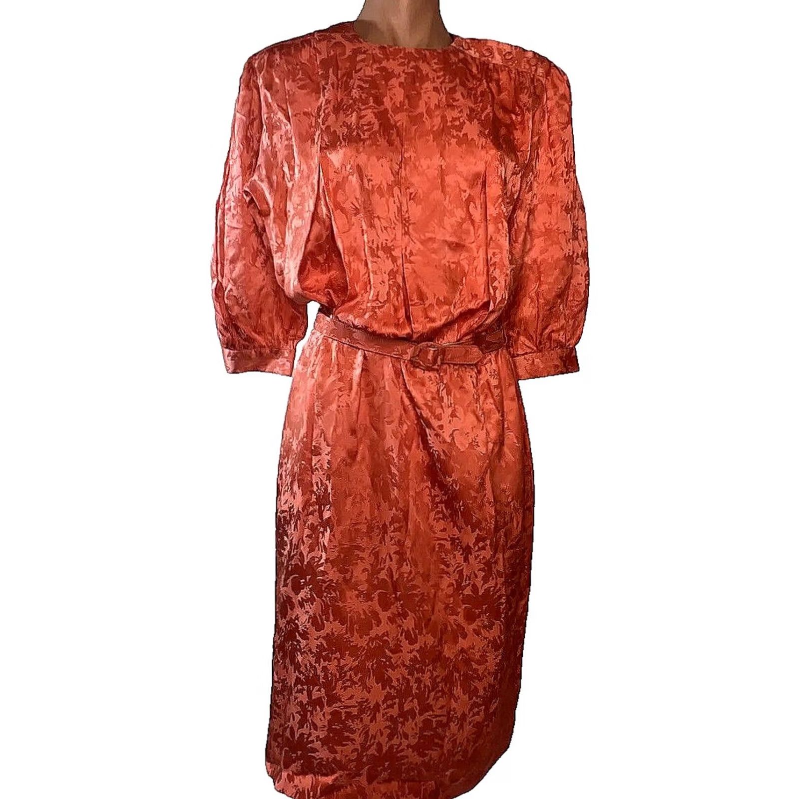 Vintage VINTAGE Ms Chaus Silk Dress Belted Floral Coral Pink 3/4 Sleeve 6 Women Dress Vintage Style, Party/Cocktail, Travel, Flower, Look Retro, China Size M / US 6-8 / IT 42-44 - 2 Thumbnail