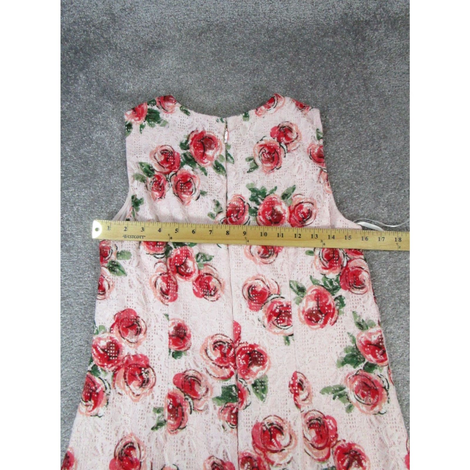 Karl Lagerfeld Karl Lagerfeld Dress Womens 10 Pink Floral Cotton Lace Sleeveless Round Neck Short Pencil Shift Sheath Business Casual Party/Cocktail Womens Size L / US 10 / IT 46 - 5 Thumbnail