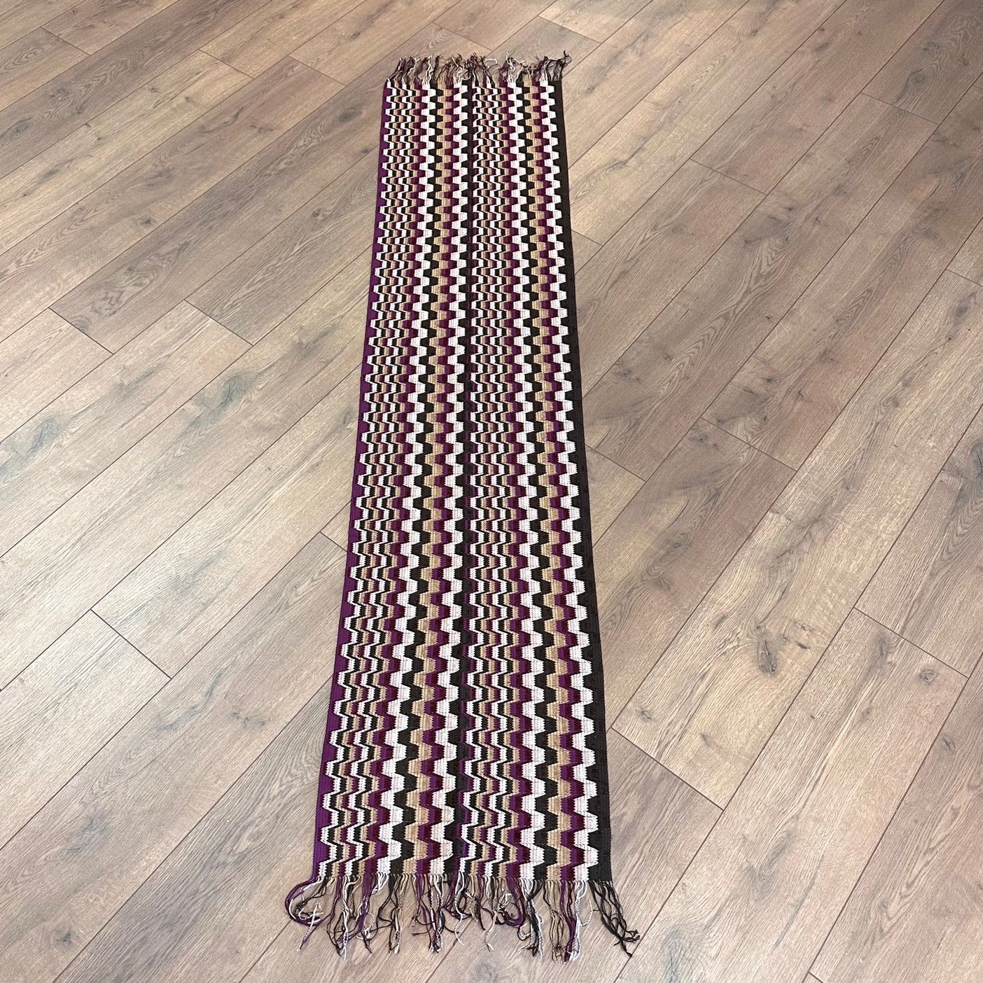Missoni Missoni Purple Beige Zigzag Chenille Scarf Size ONE SIZE - 9 Thumbnail