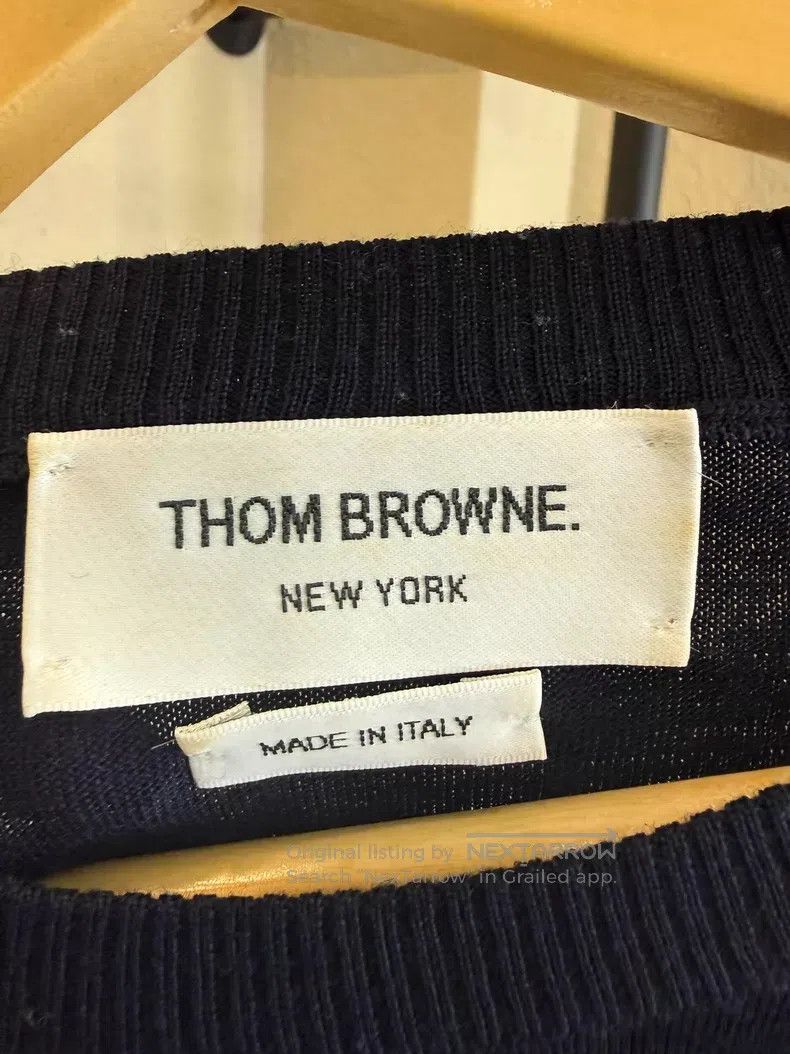 Thom Browne Thom Browne Navy Four Stripe Merino Wool Crew Neck Sweater Size US M / EU 48-50 / 2 - 4 Thumbnail