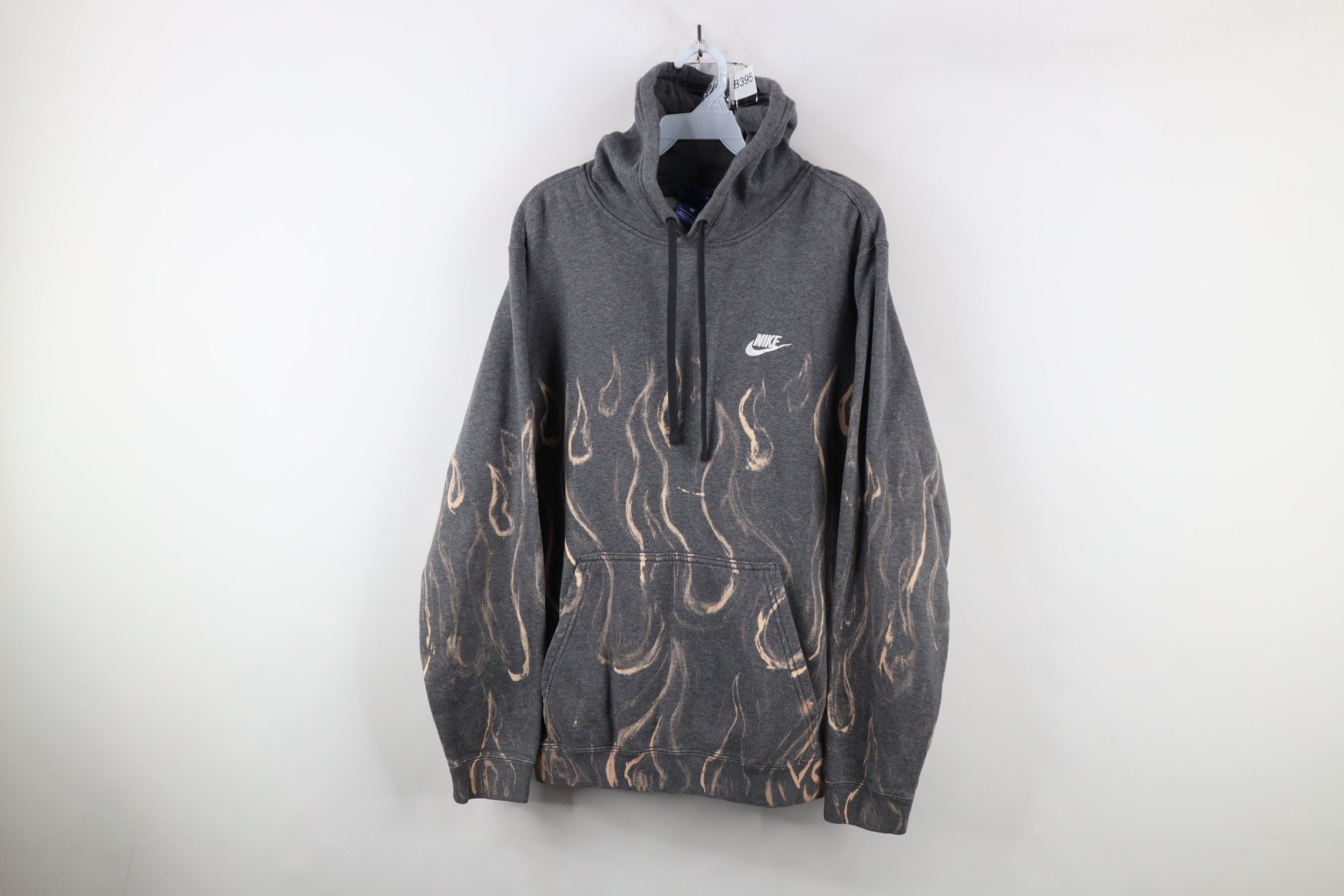 Nike × Vintage Vintage Nike Flames Travis Scott Mini Swoosh Hoodie Gray Size US M / EU 48-50 / 2 - 1 Thumbnail