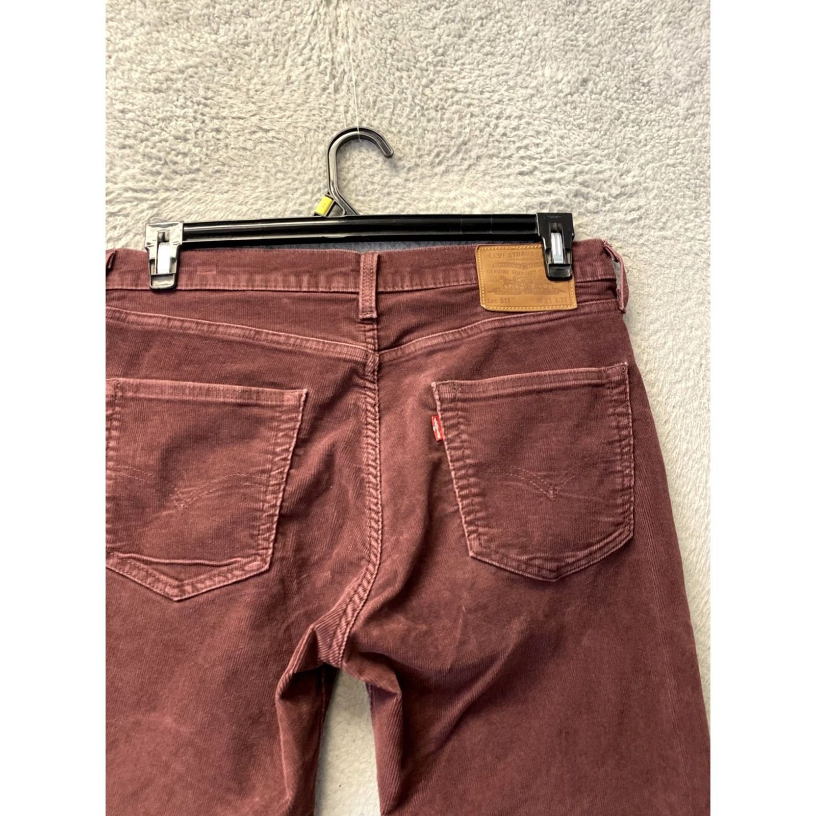 Levi's VINTAGE Levi’s 511 Corduroy Pants Straight 33x32 Light Maroon Men’s Regular Pant Size US 33 - 4 Thumbnail