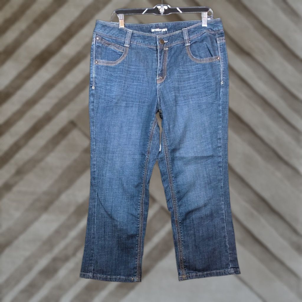 Vintage Lane Bryant Jeans Womens Blue Denim High Rise Straight Crop Stretch 14 Cropped Plus Size 14 Womens Jeans Size 24" / US 00 / IT 34 - 1 Thumbnail