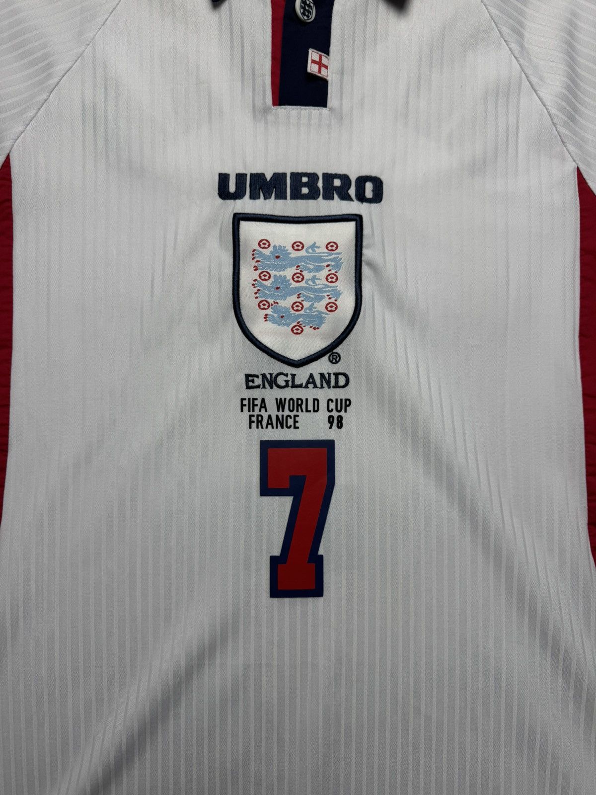 Umbro Vintage 1998 England World Cup Home Jersey - #7 BECKHAM Size US L / EU 52-54 / 3 - 3 Thumbnail