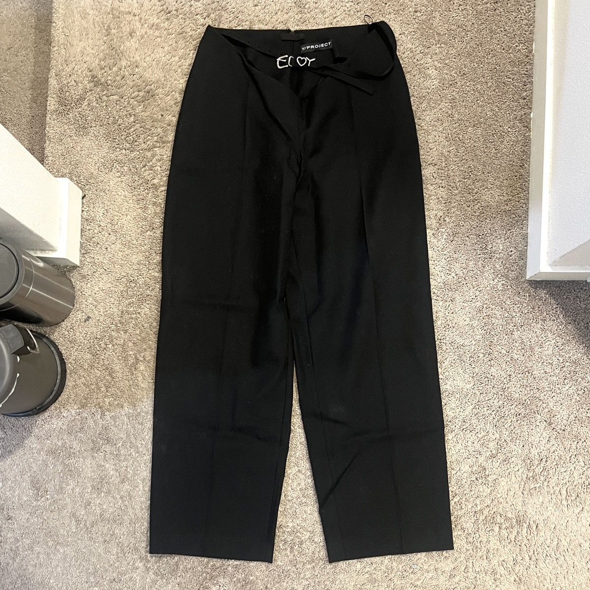 Y/Project Y/PROJECT SSENSE Exclusive Black Y Belt Arc Trousers XL Size US 36 / EU 52 - 3 Thumbnail