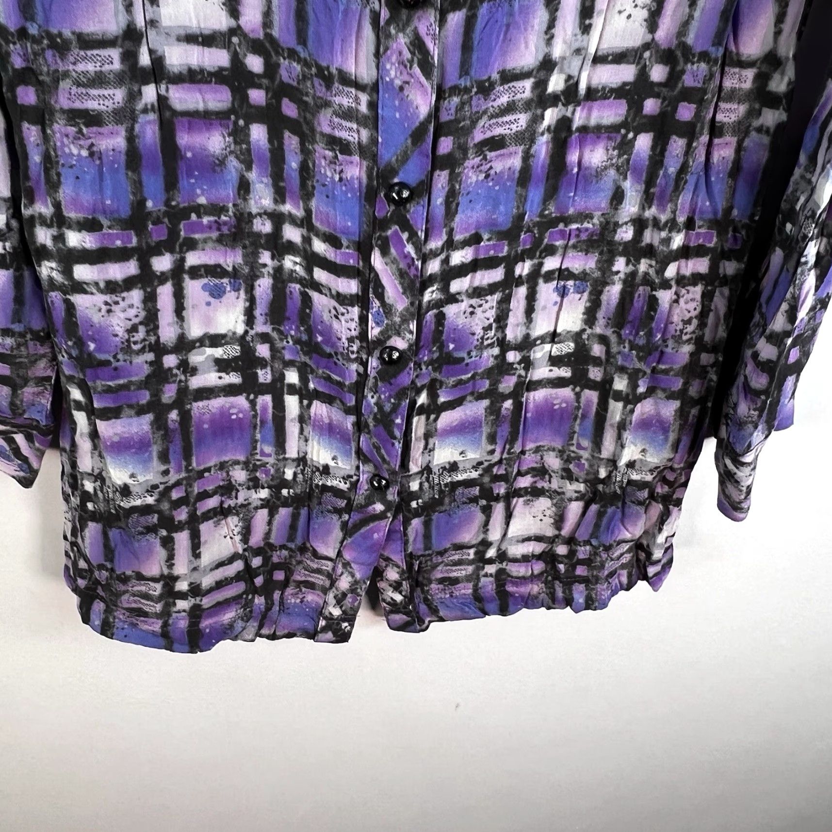Wrangler Wrangler 47 Button-Up Shirt Dress Womens S Purple Long Sleeve V-Neck Geometric Chambray Rock Theme Button-Front Tunic Dress S Womens Size S / US 4 / IT 40 - 4 Thumbnail