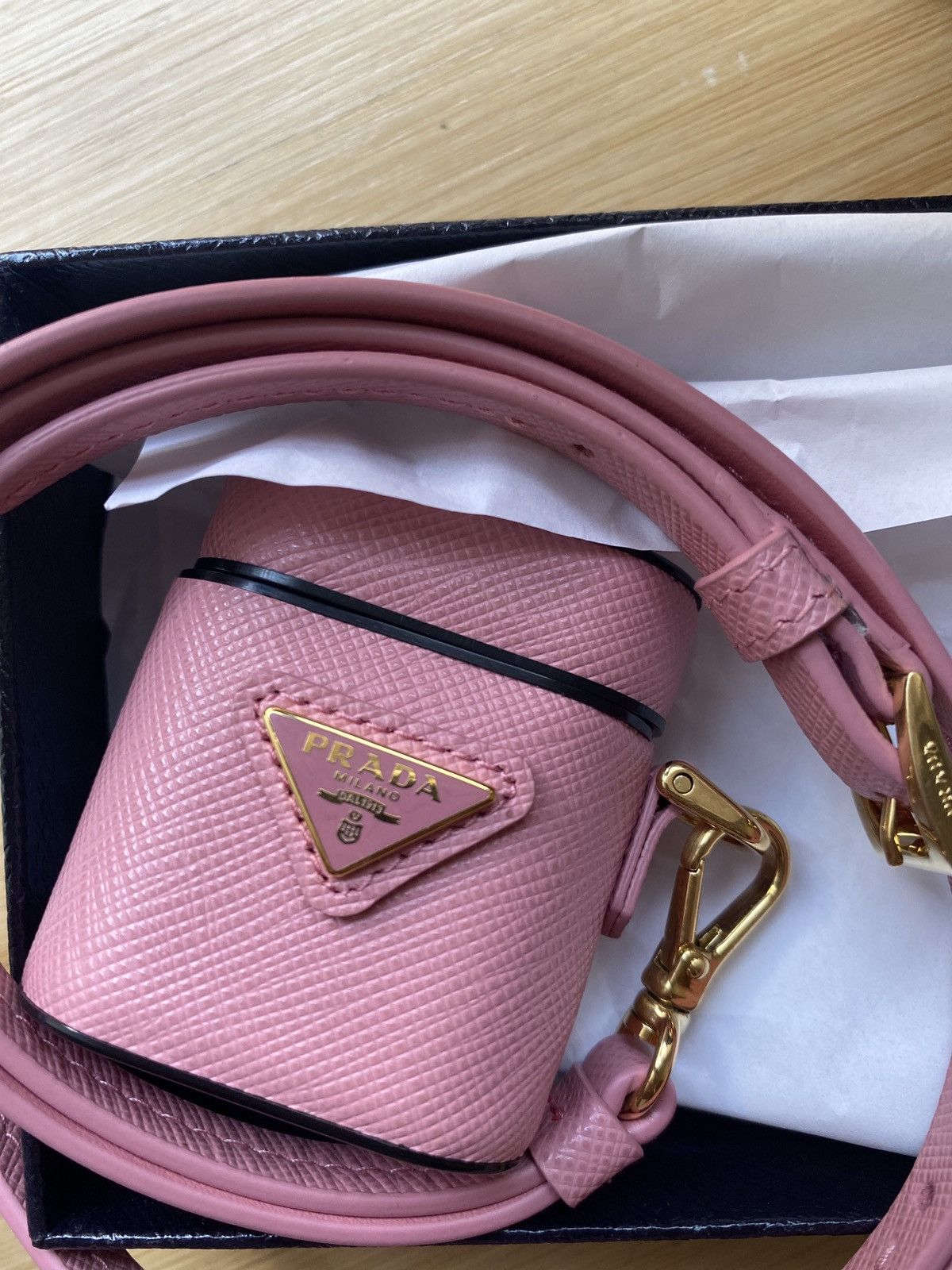 Prada Prada Saffiano Leather AirPods Case w/ Strap Size ONE SIZE - 9 Thumbnail