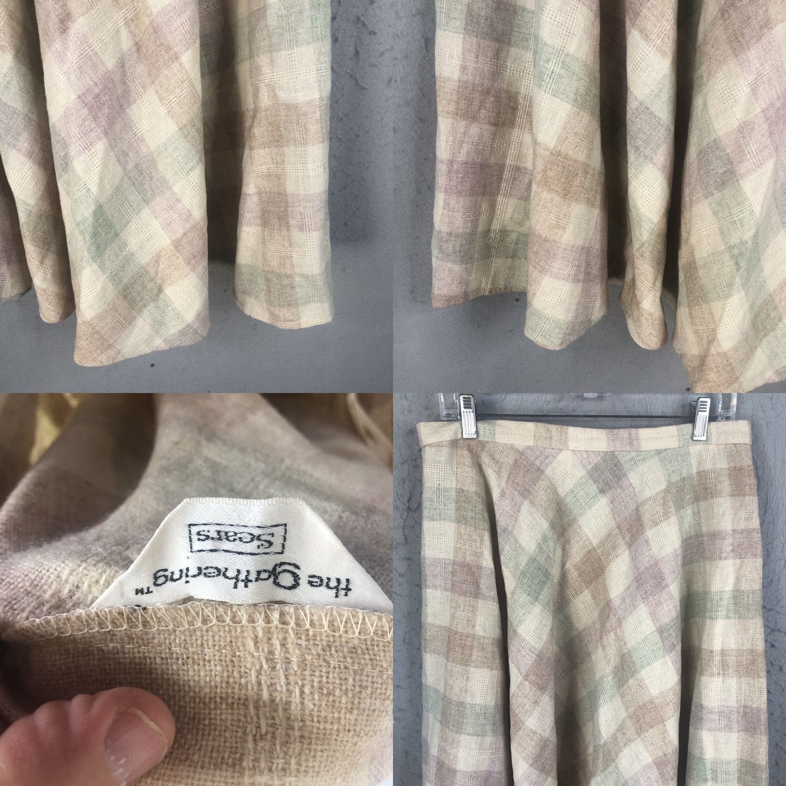 Sears VINTAGE Sears Skirt Womens Small Pastel Checks Wools Blend The Gathering 60s Size 28" / US 6 / IT 42 - 8 Thumbnail