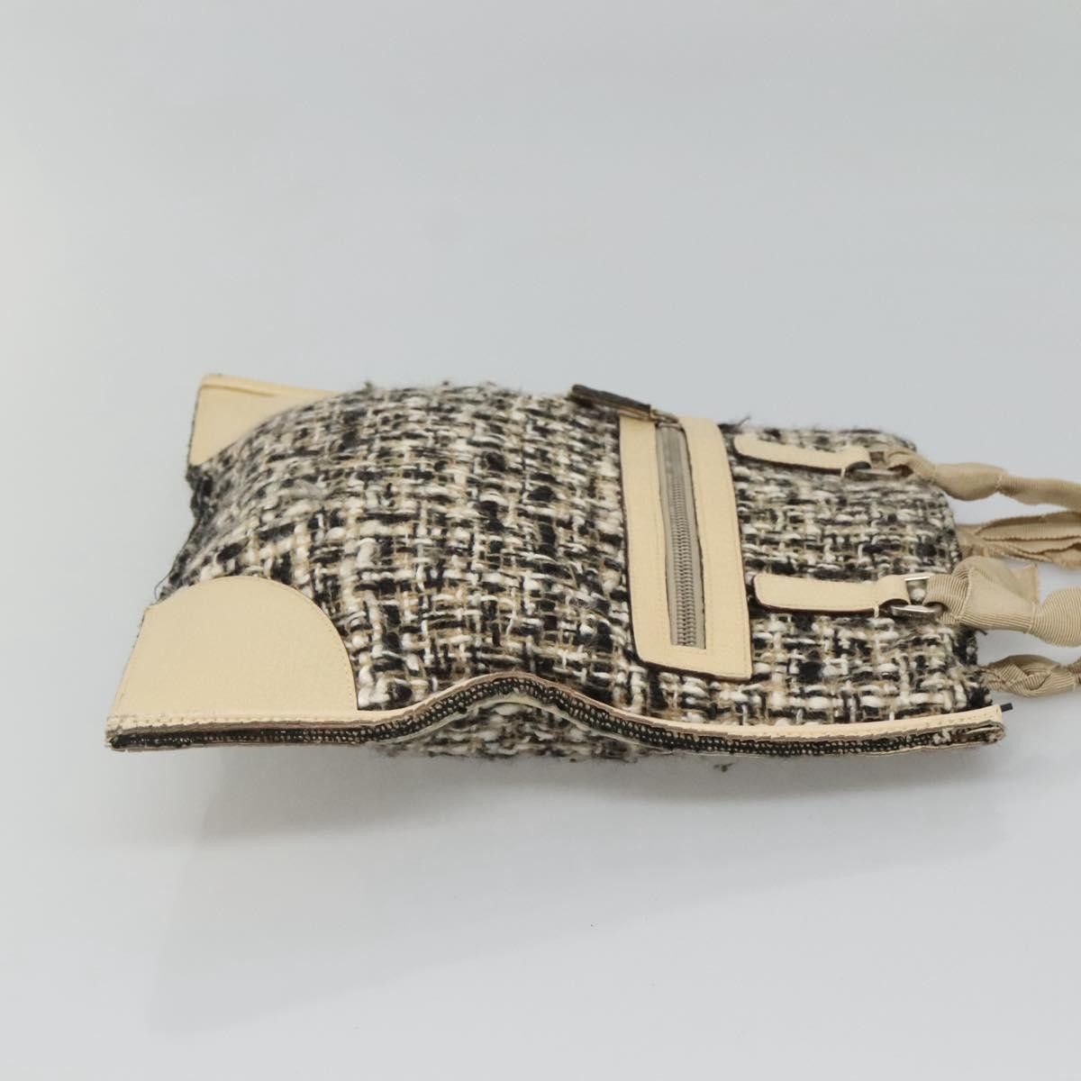Prada PRADA Hand Bag Tweed Leather Beige Size ONE SIZE - 4 Thumbnail