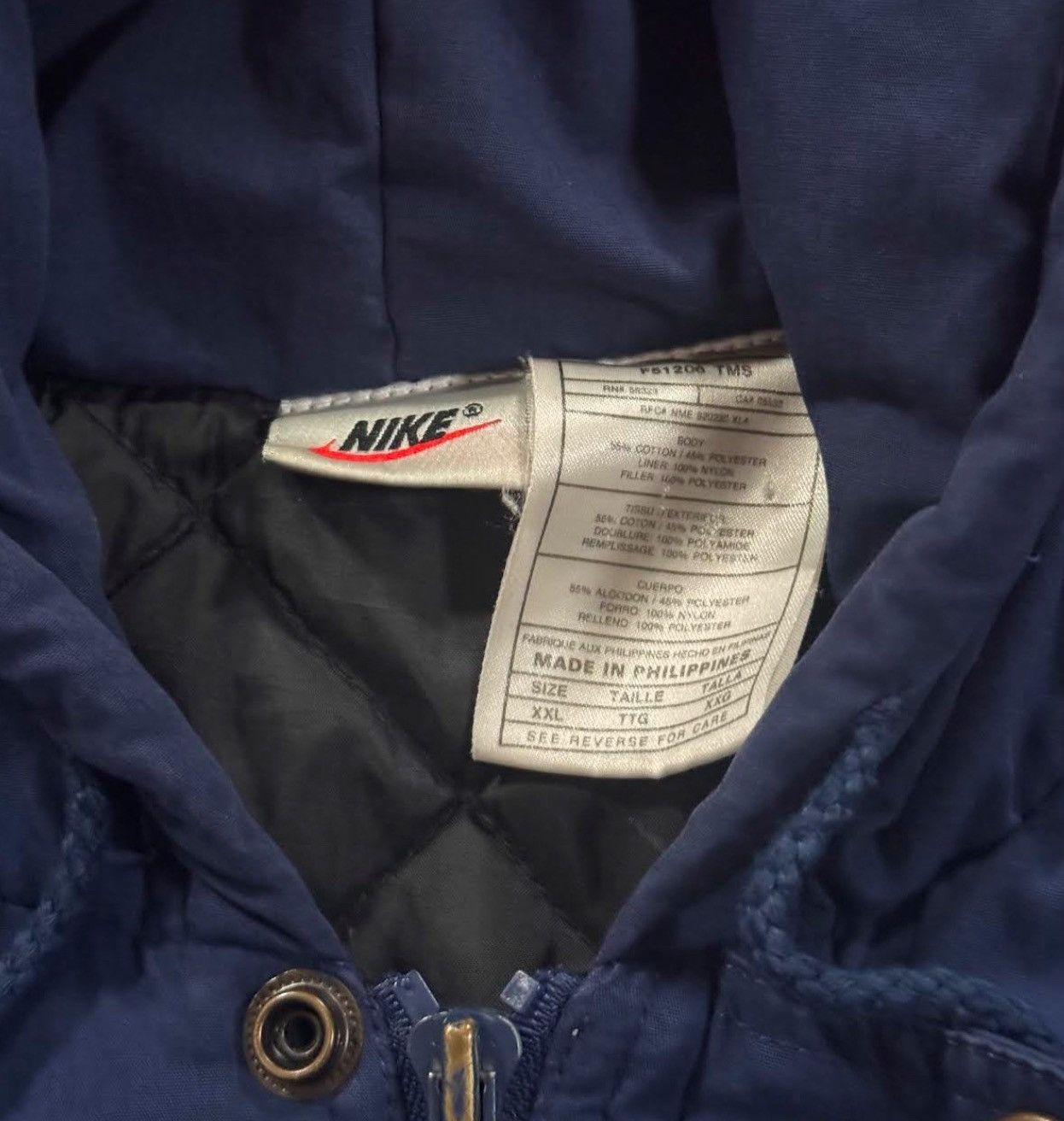Nike × Vintage Vintage Nike Big Swoosh Navy Hooded Jacket (Size XXL) Size US XXL / EU 58 / 5 - 4 Thumbnail
