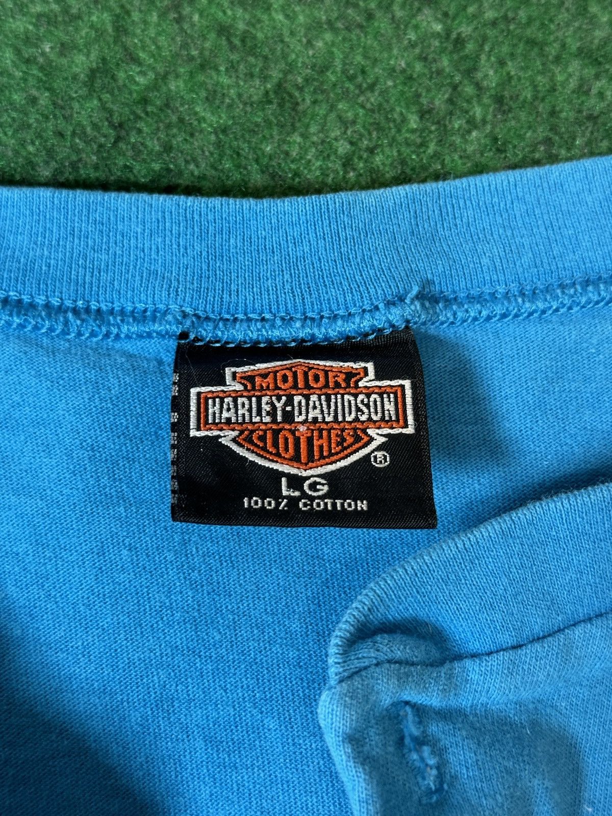 Harley Davidson × Vintage Vintage 90s Harley Davidson RARE Kauai Hawaii Blue T Shirt Size US L / EU 52-54 / 3 - 6 Thumbnail