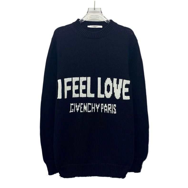 Givenchy Givenchy Black Logo Letter Intarsia Cotton Round-Neck Long Size US S / EU 44-46 / 1 - 1 Thumbnail