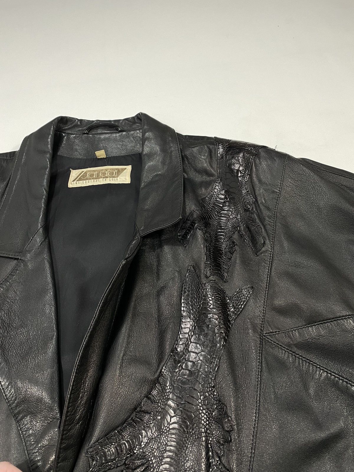 Vintage LASTDROP🔥 Vintage 80s 90s Oversized Leather Crocodile Jacket Size XXL / US 16-18 / IT 52-54 - 15 Thumbnail