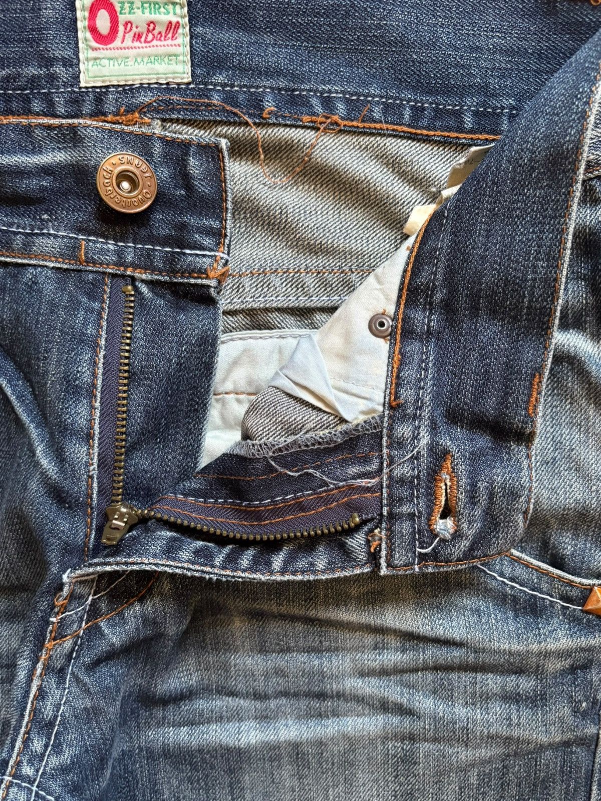 Japanese Brand Vintage Japanese Brand Blue Wash Distressed Bootcut Jeans Size 29" - 9 Thumbnail