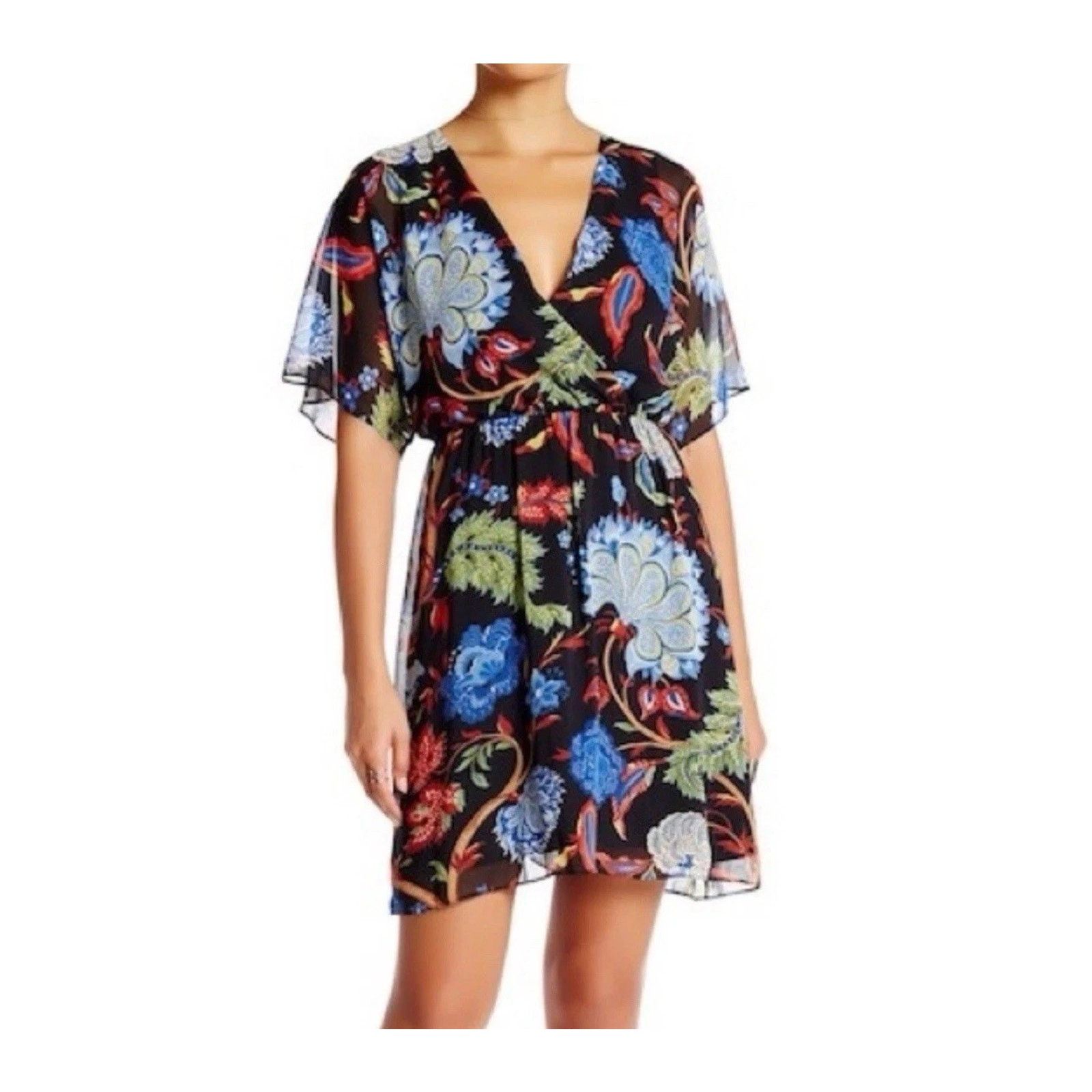 Alice + Olivia Alice + Olivia Cay Alder Floral Mini Dress Size 4 Black Fall Size S / US 4 / IT 40 - 2 Thumbnail