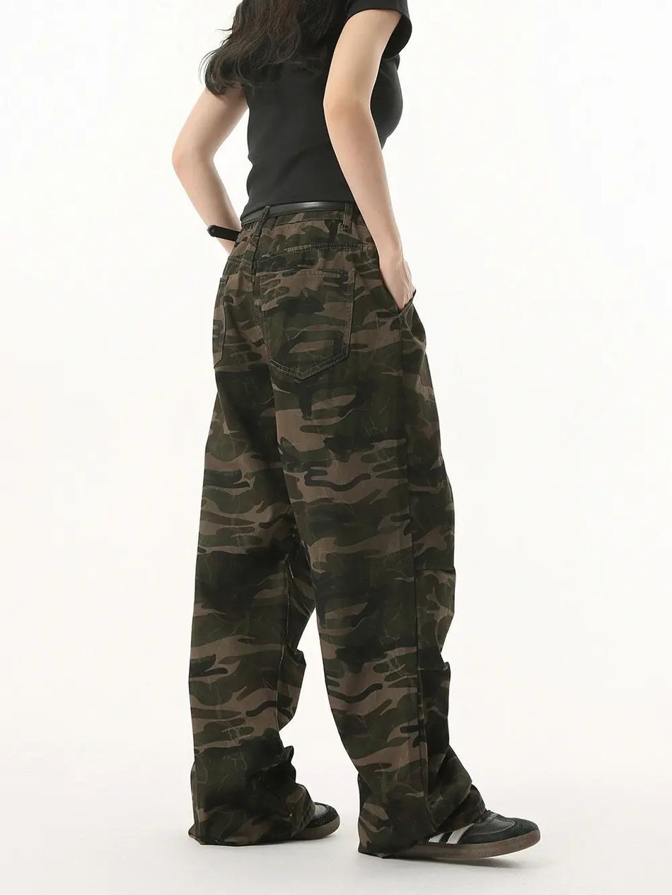 Japanese Brand Retro loose wide leg camouflage jeans Size US 32 / EU 48 - 4 Thumbnail