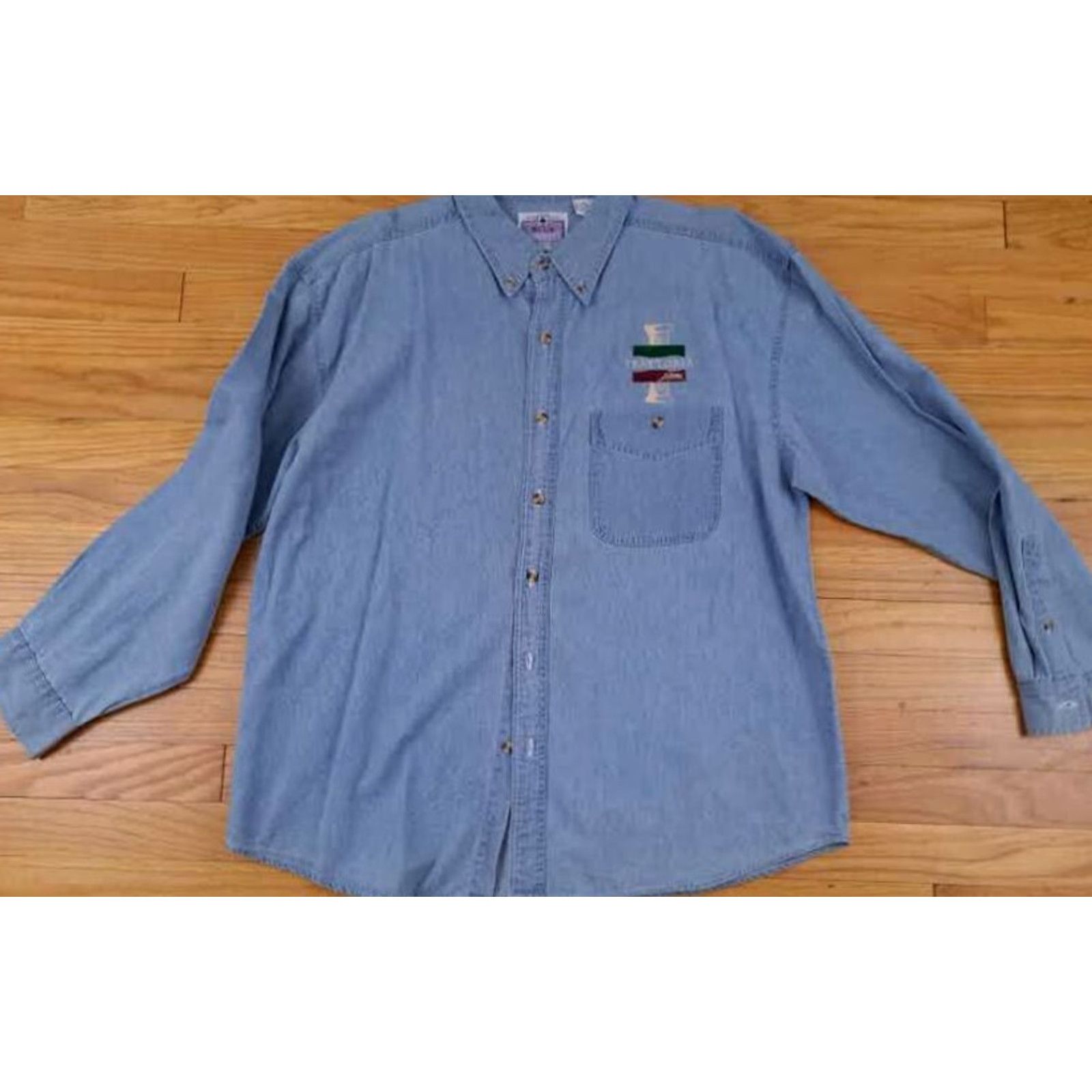 X-LARGE VINTAGE Blue Pointe Shirt XL Long Sleeve Button-Up Blue Italian 30in 25in pit to pit Mens X-Large EUC Size US XL / EU 56 / 4 - 7 Thumbnail