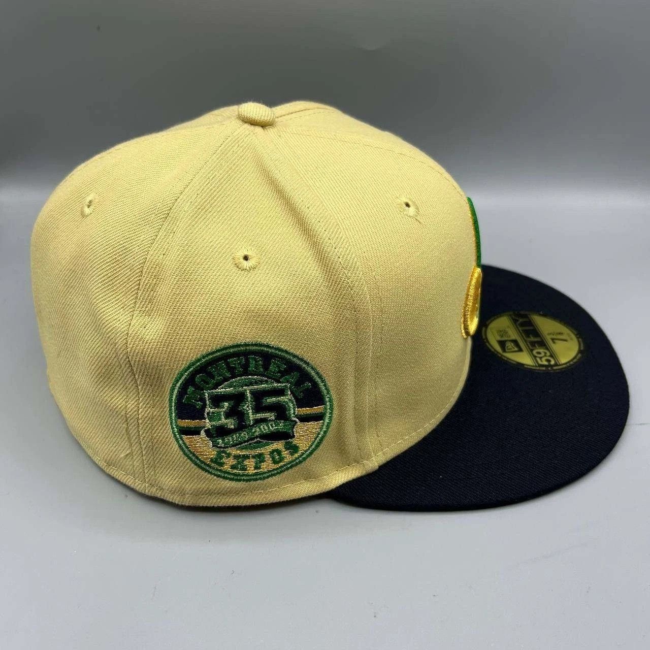New Era Montreal Expos Hat Men 7 3/8 Yellow Navy MLB Fitted Cap New Size ONE SIZE - 6 Thumbnail