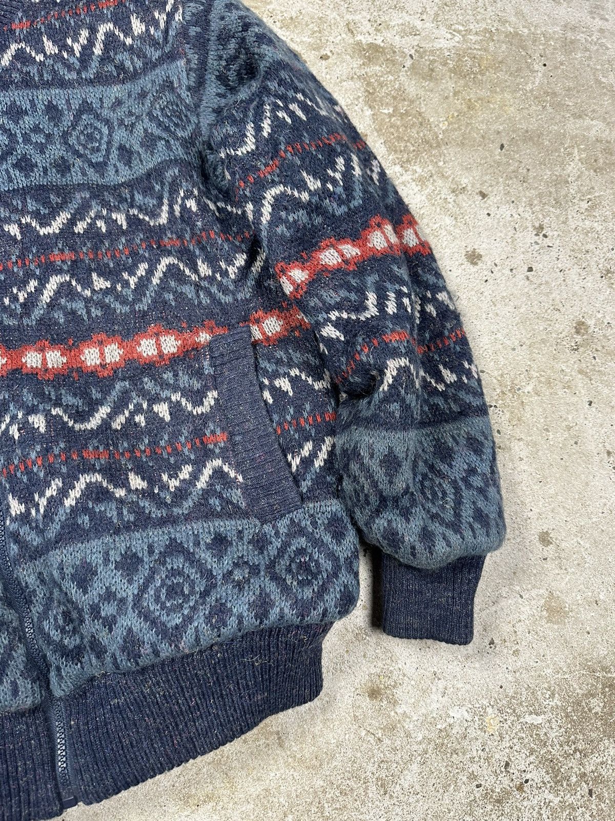 Japanese Brand × Vintage Vintage 90s Wool Abstract Geometric Bomber Jacket Sherpa Size US S / EU 44-46 / 1 - 5 Thumbnail