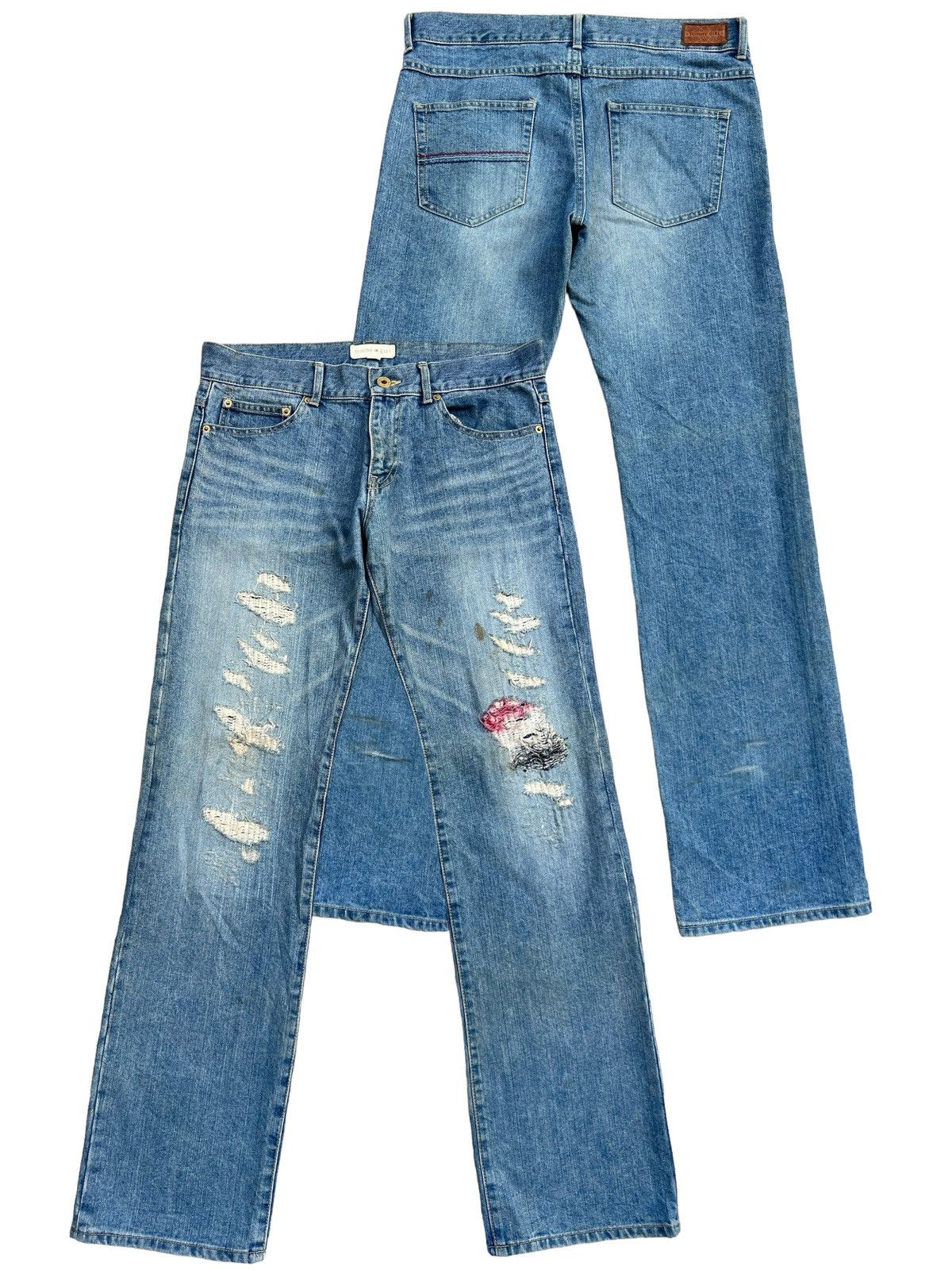 Tommy Hilfiger Y2K Tommy Hilfiger Distressed Patch Denim Jeans 34x34 Size 34" / US 12 / IT 48 - 1 Thumbnail