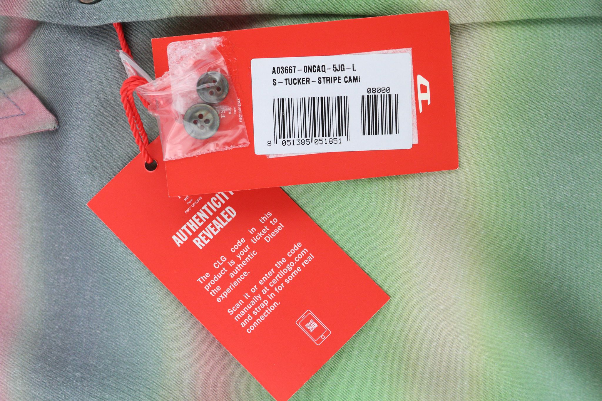Diesel S-TUCKER-STRIPE L Patterned Buttoned Light 40499 Size US L / EU 52-54 / 3 - 6 Thumbnail