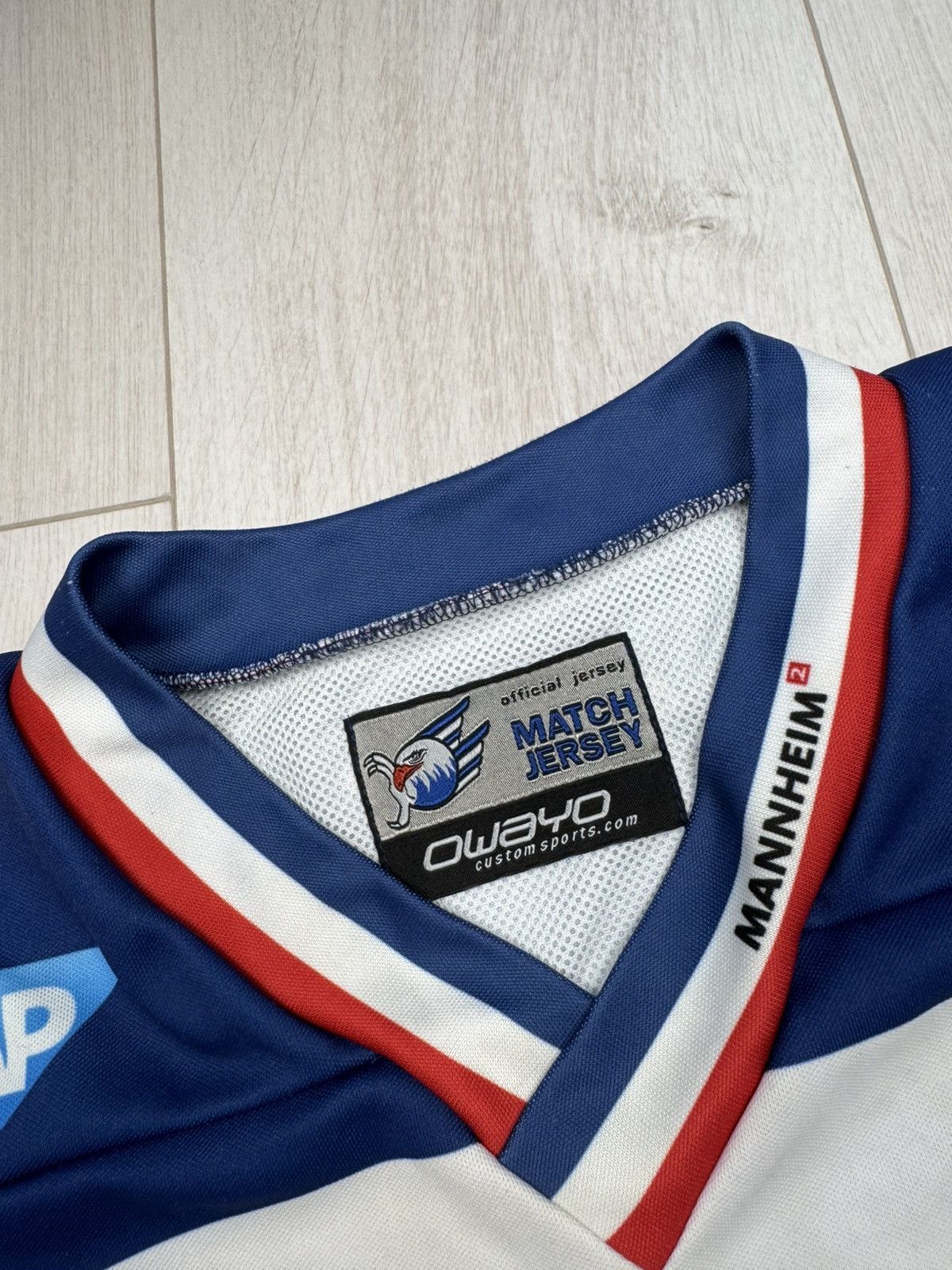 NHL MATCHWORN HC Adler Mannheim hockey jersey #13 MAIER Size US L / EU 52-54 / 3 - 10 Thumbnail