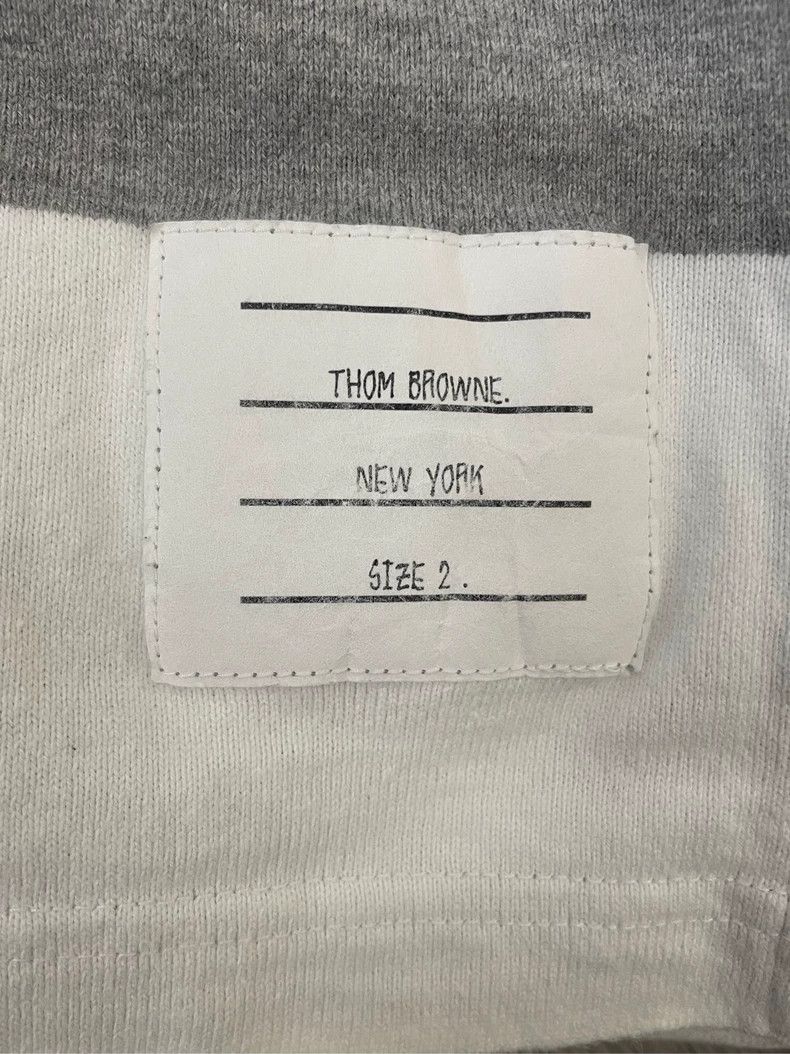 Thom Browne Thom browne Gray and white striped polo long-sleeved T-shir Size US S / EU 44-46 / 1 - 5 Thumbnail