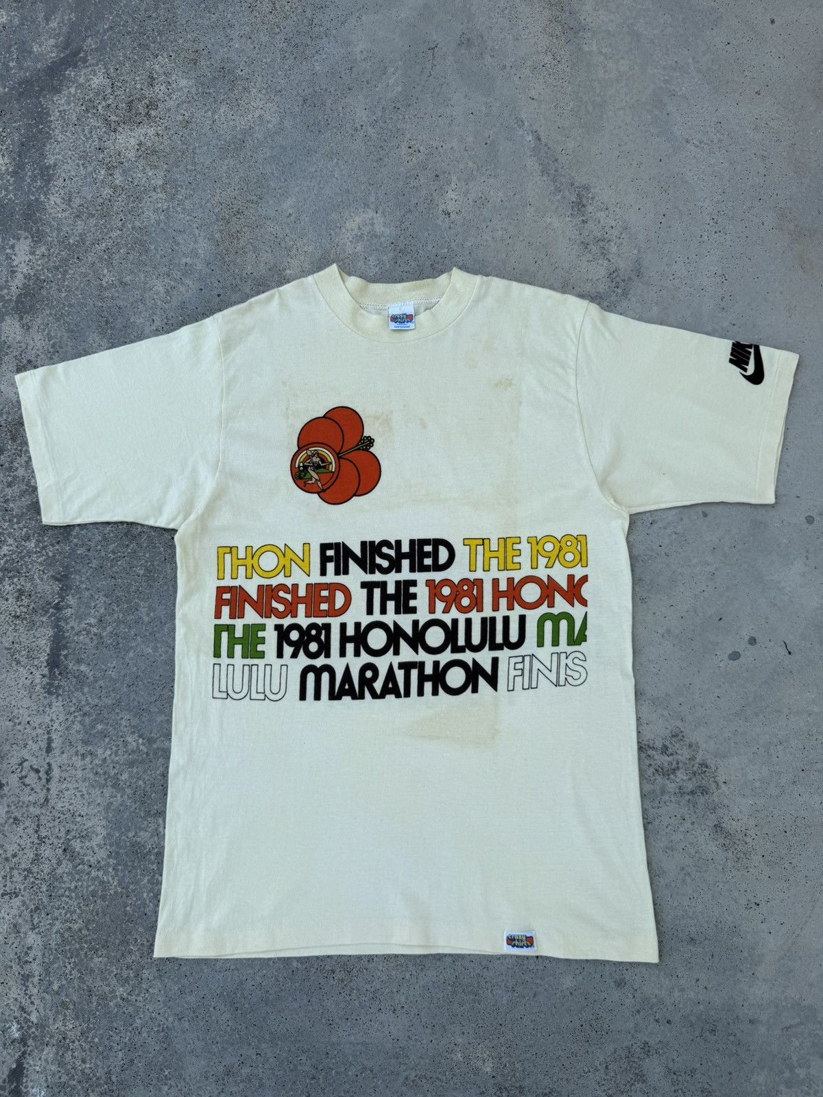 Nike 🔥Vintage 80s Nike Honolulu Marathon X Crazy Shirt Size US M / EU 48-50 / 2 - 1 Thumbnail