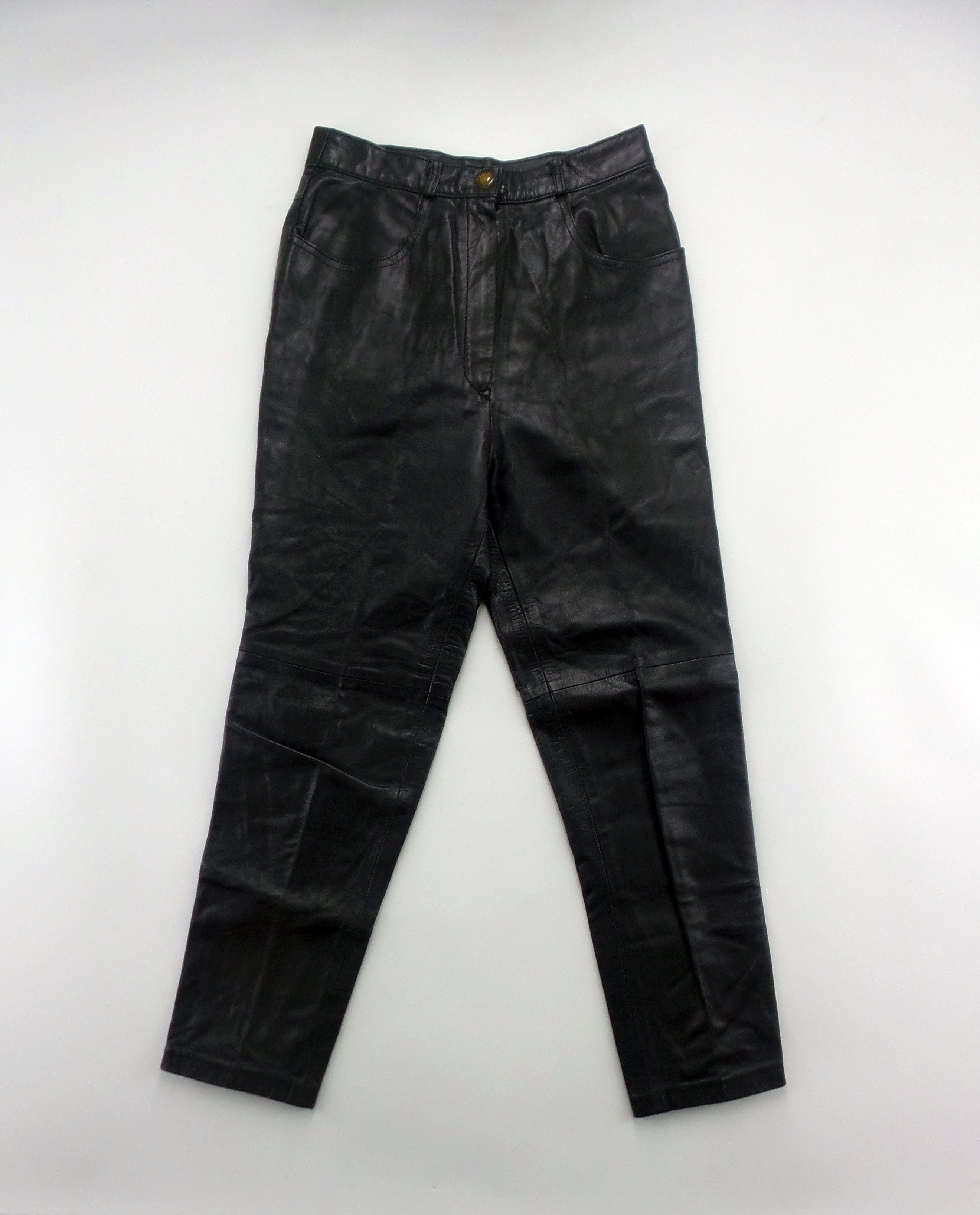 Leather × Vintage Vintage Peace Leather Wrinkle Pants W27xL37 Size US 27 - 1 Thumbnail