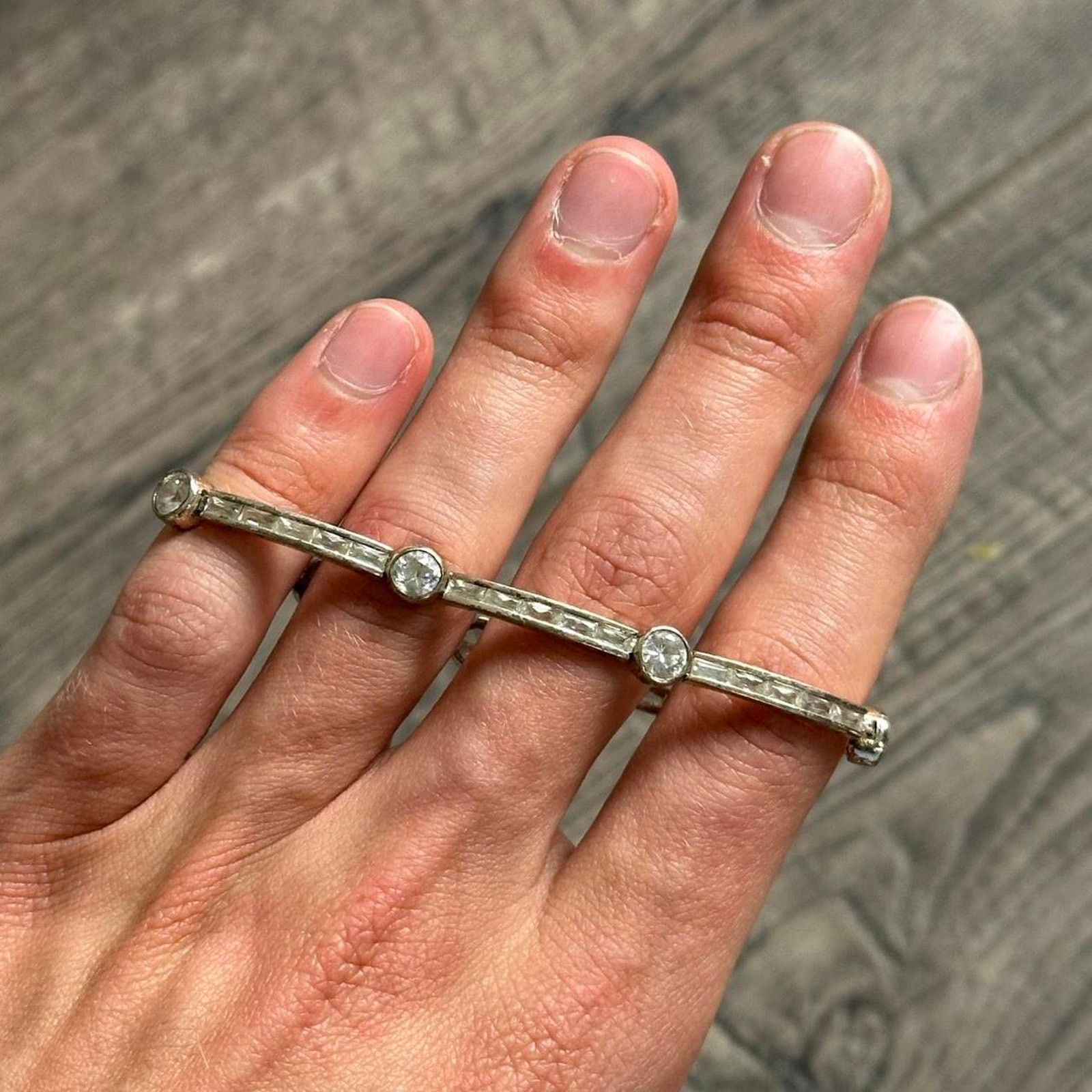 Other Weird Vintage Gem Silver Gold Bronze Link Chain 925 Bracelet Size ONE SIZE - 2 Thumbnail