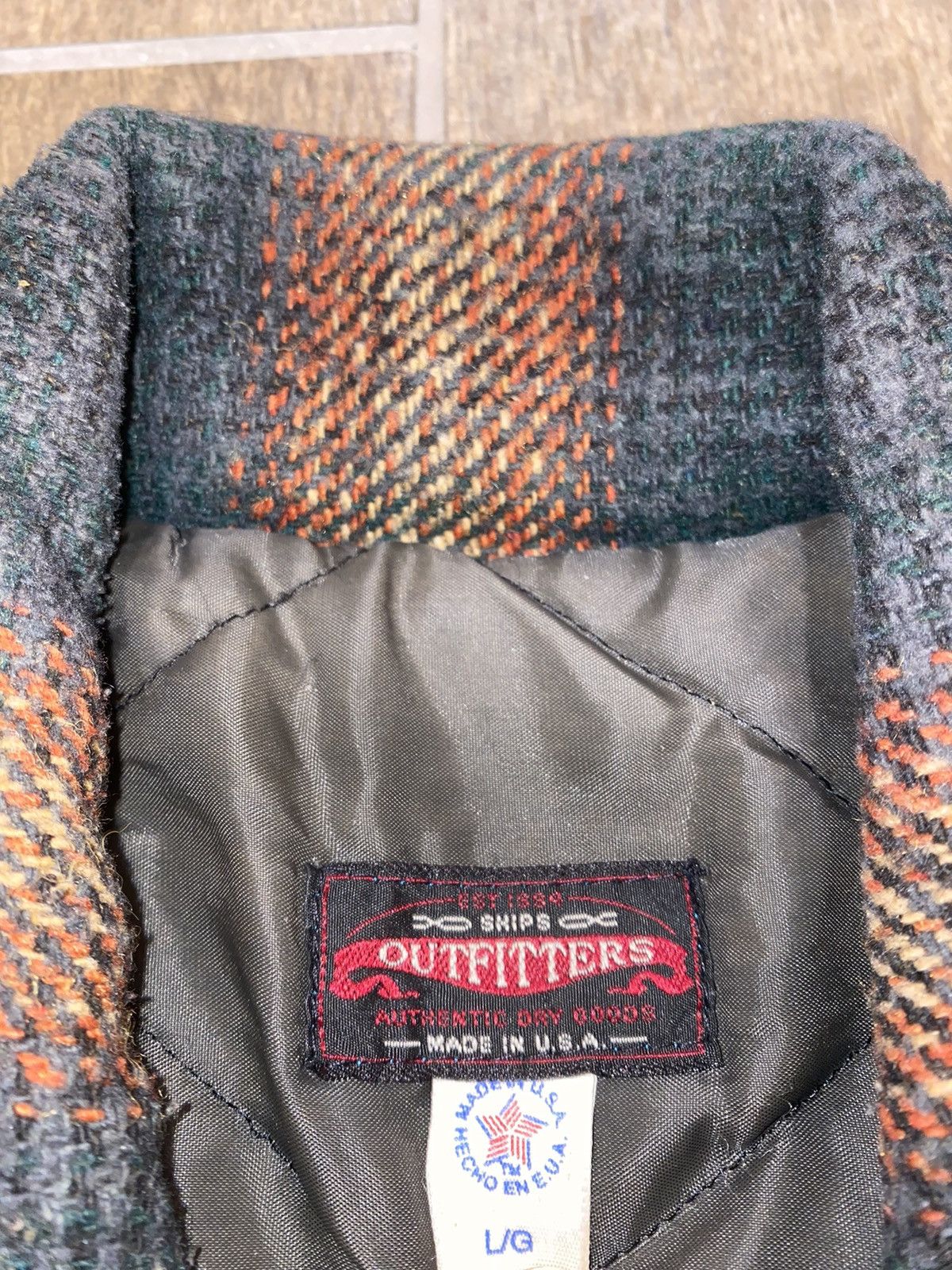 SHIPS Vtg Ships Outfitters Checkered Wool Flannel Jckt Size US L / EU 52-54 / 3 - 10 Thumbnail