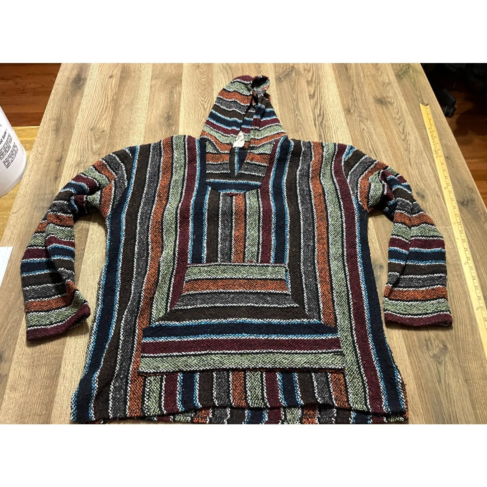 Sunspel Sunspecs Hoodie Mens XXL Striped Pullover Long Sleeve Green Brown Blue V-Neck Performance Regular Shirt Mens Size US XXL / EU 58 / 5 - 2 Thumbnail