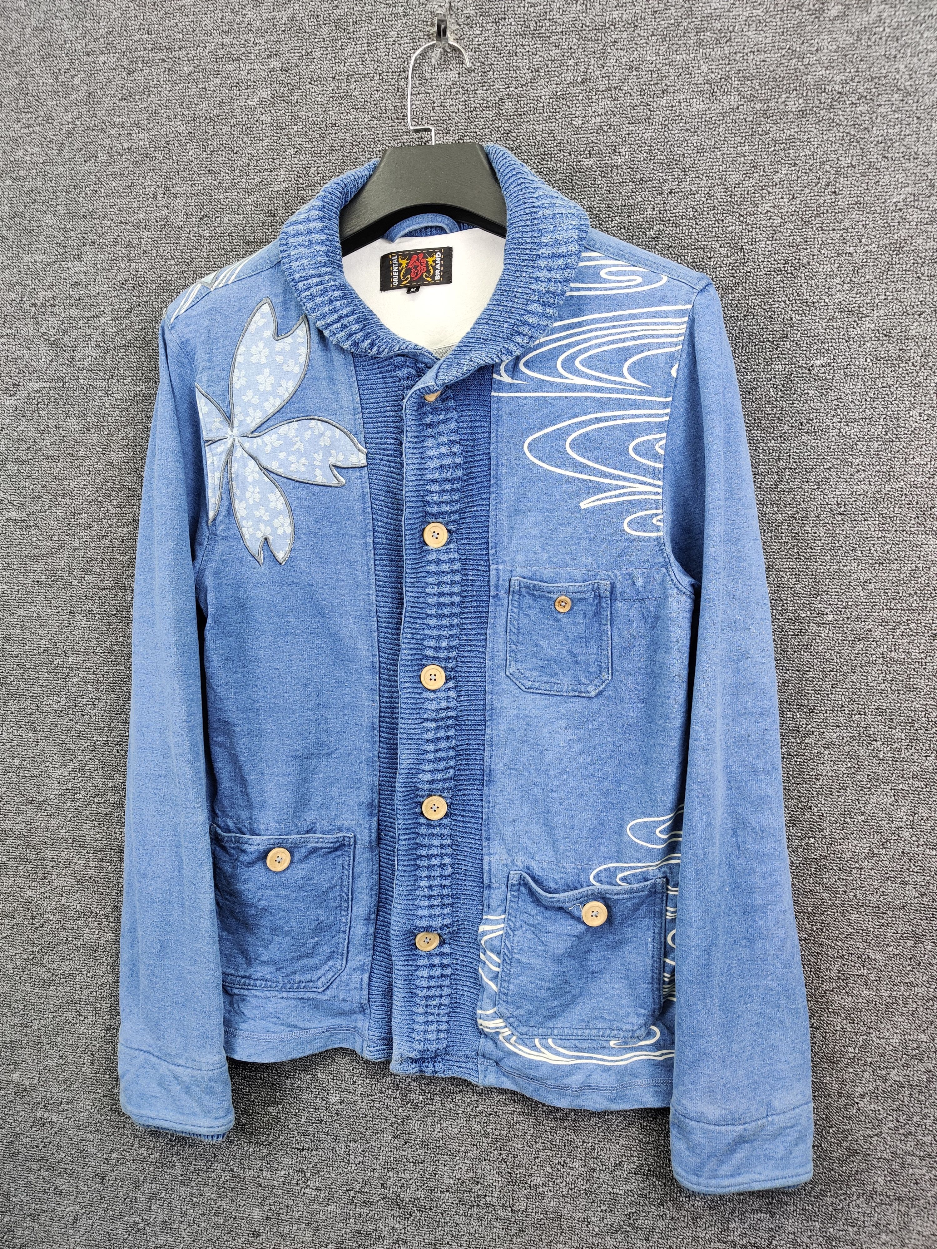 Japanese Brand Oriental Brand Nishiki Cherry Blossom Denim Button Jacket Size US M / EU 48-50 / 2 - 2 Thumbnail