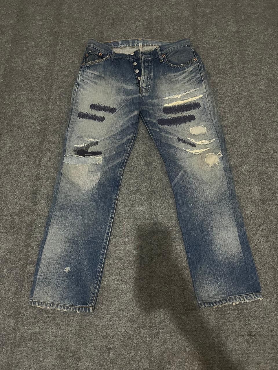 Vintage 2007 Levis 501-0069 Custom Distrassed Repaired Denim
