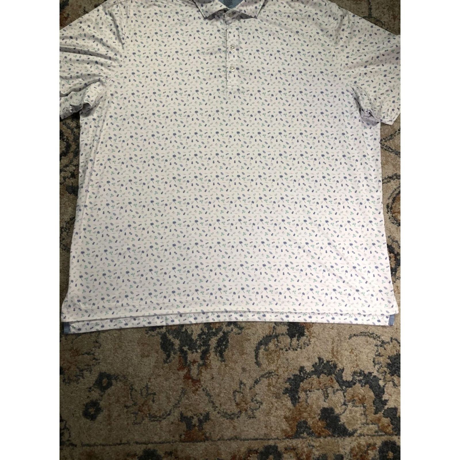 johnnie-O Johnnie-O Featherweight Polo Shirt Mens 2XL White Tropical Golf Short Sleeve Size US XXL / EU 58 / 5 - 5 Thumbnail
