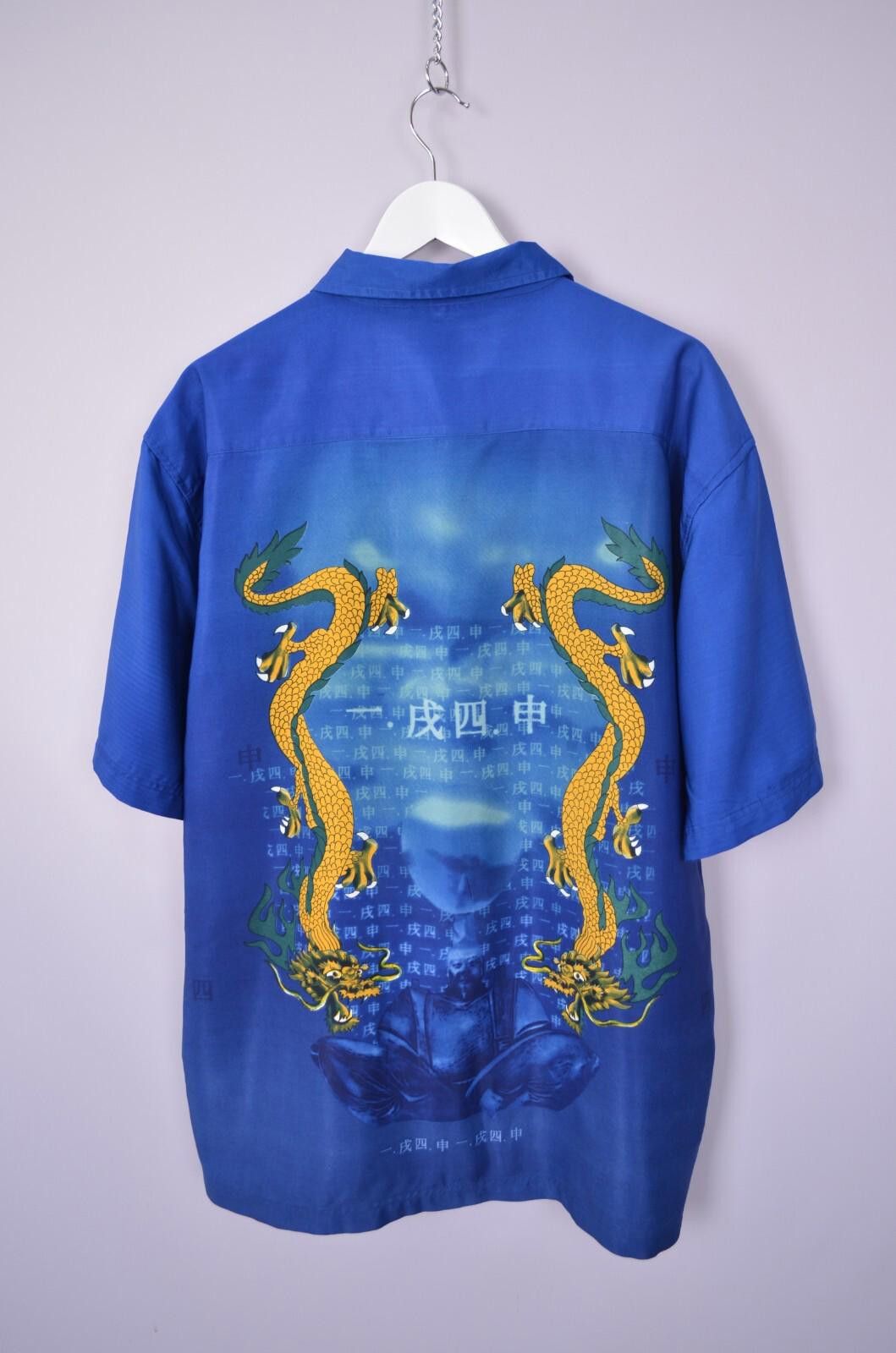 Designer Vintage Anime Dragon Japanese Blue Shirt Size XL AOP 90s Size US XL / EU 56 / 4 - 5 Thumbnail