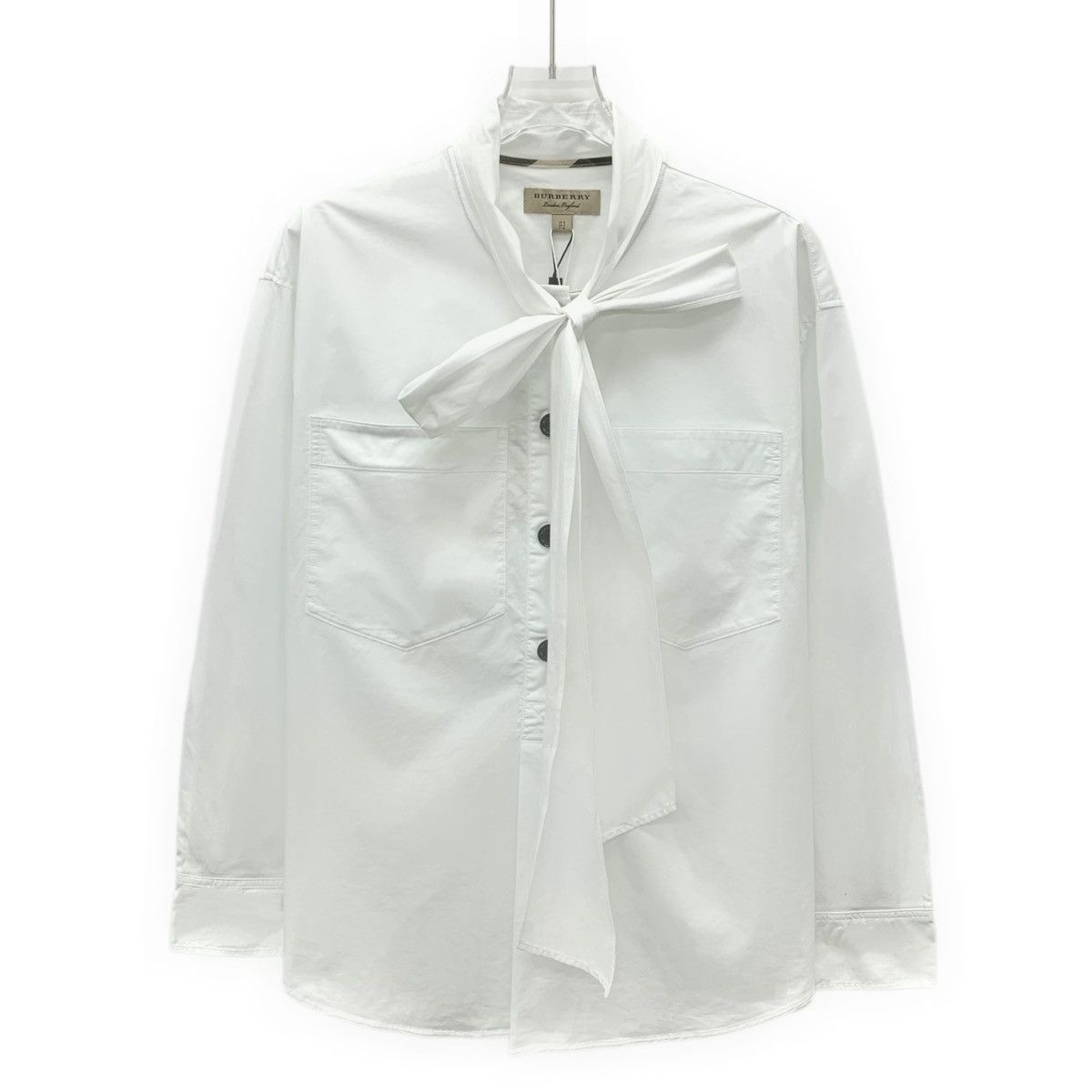 Burberry Burberry White Cotton Bow Tie Waist Long Sleeve Shirt K26WX Size M / US 6-8 / IT 42-44 - 1 Thumbnail