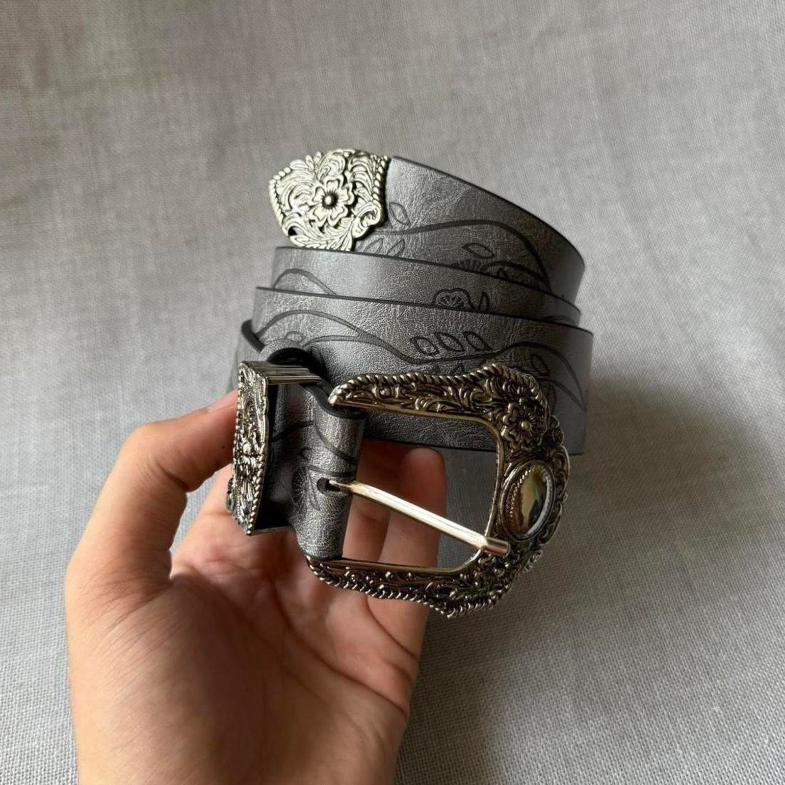 Other Grey floral print western belt MENS2 Size ONE SIZE - 1 Thumbnail