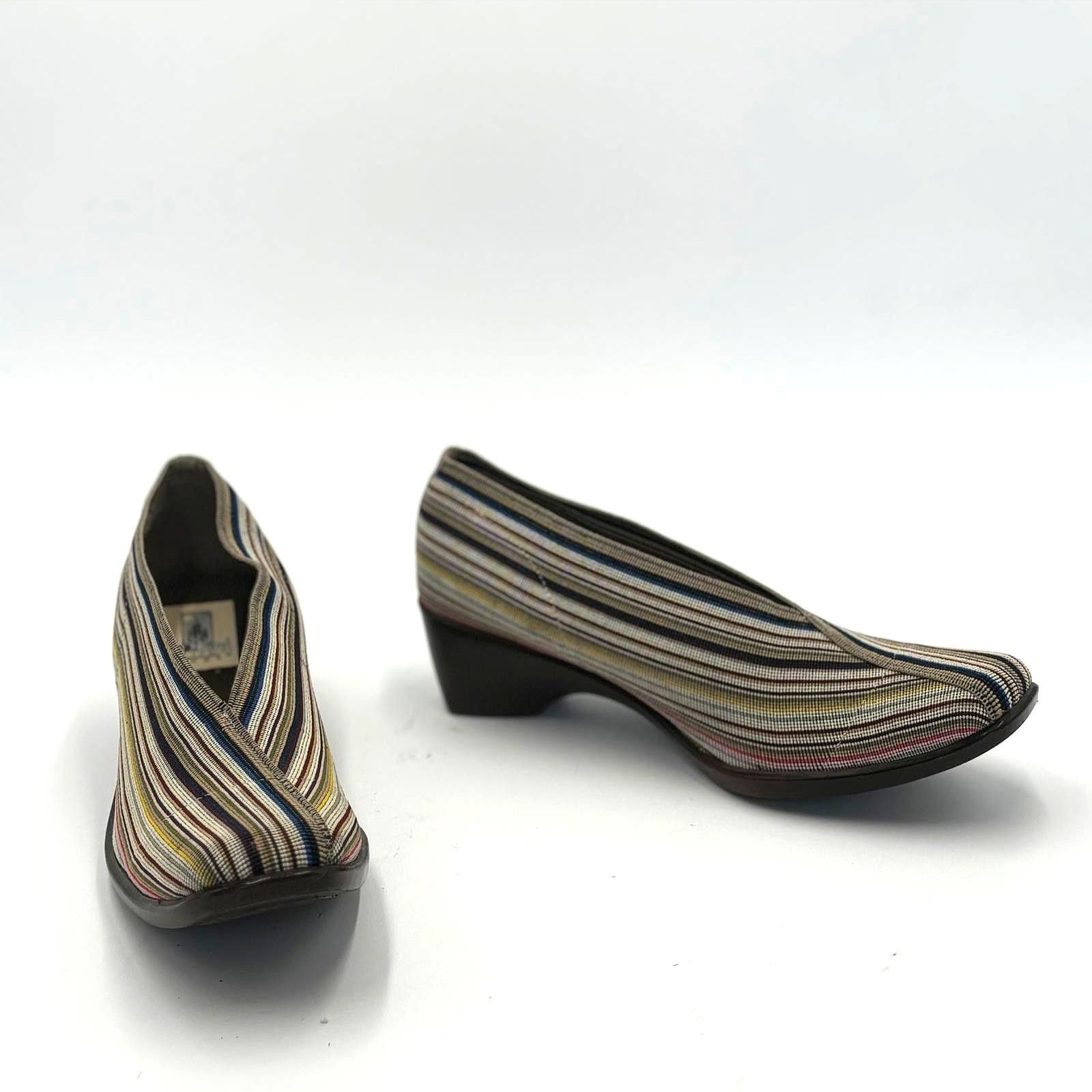Designer San Miguel Multicolor Striped Square Toe Wedge Heel Sz 10 Size US 10 / IT 40 - 7 Thumbnail