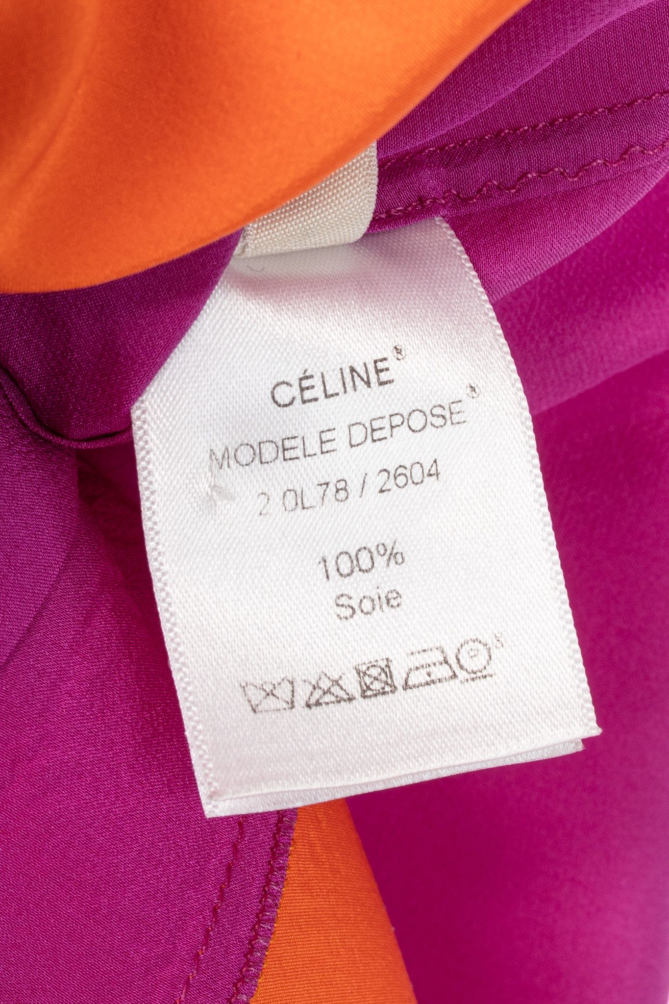 Celine Celine Fuchsia & Orange Colourblock Silk Buttoned Shirt Size L / US 10 / IT 46 - 9 Thumbnail