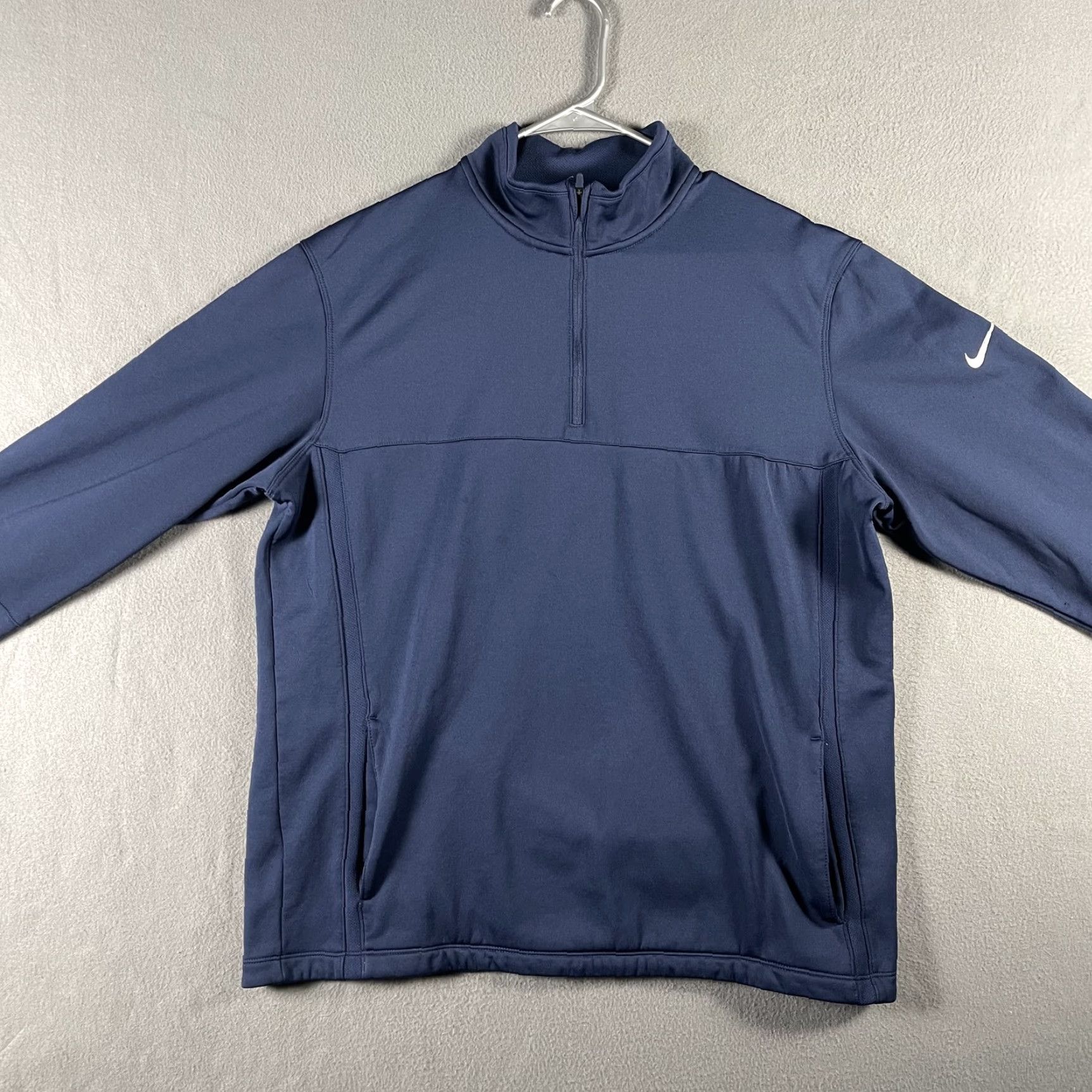 Nike Nike Golf Therma-Fit Pullover Jacket Mens Large Tour 1/4 Zip Navy Blue Embroidered Logo Size US L / EU 52-54 / 3 - 3 Thumbnail