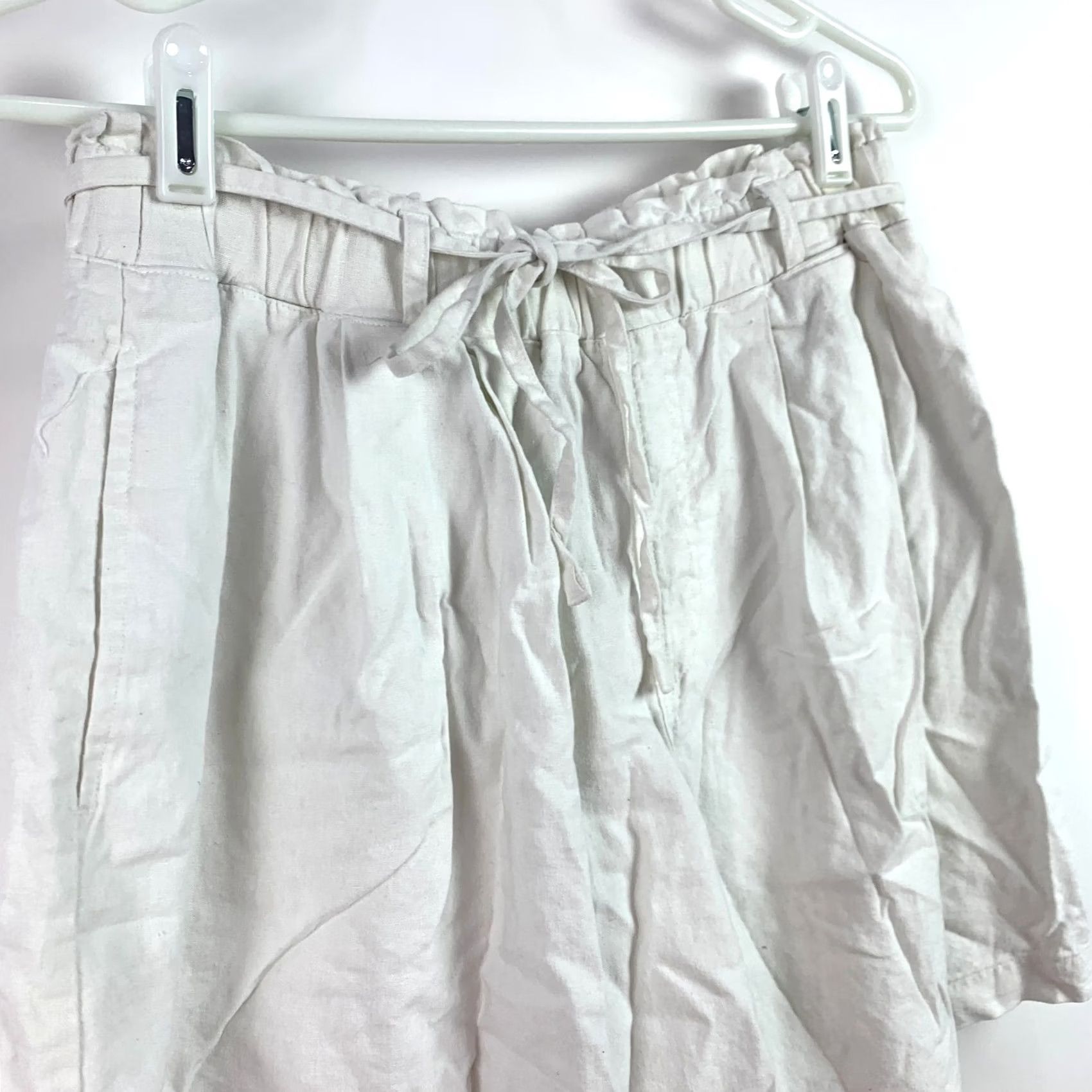 Vintage Universal Thread Linen Blend White Paper Bag Coastal Drawstring Shorts S Womens XS? Size 28" / US 6 / IT 42 - 2 Thumbnail