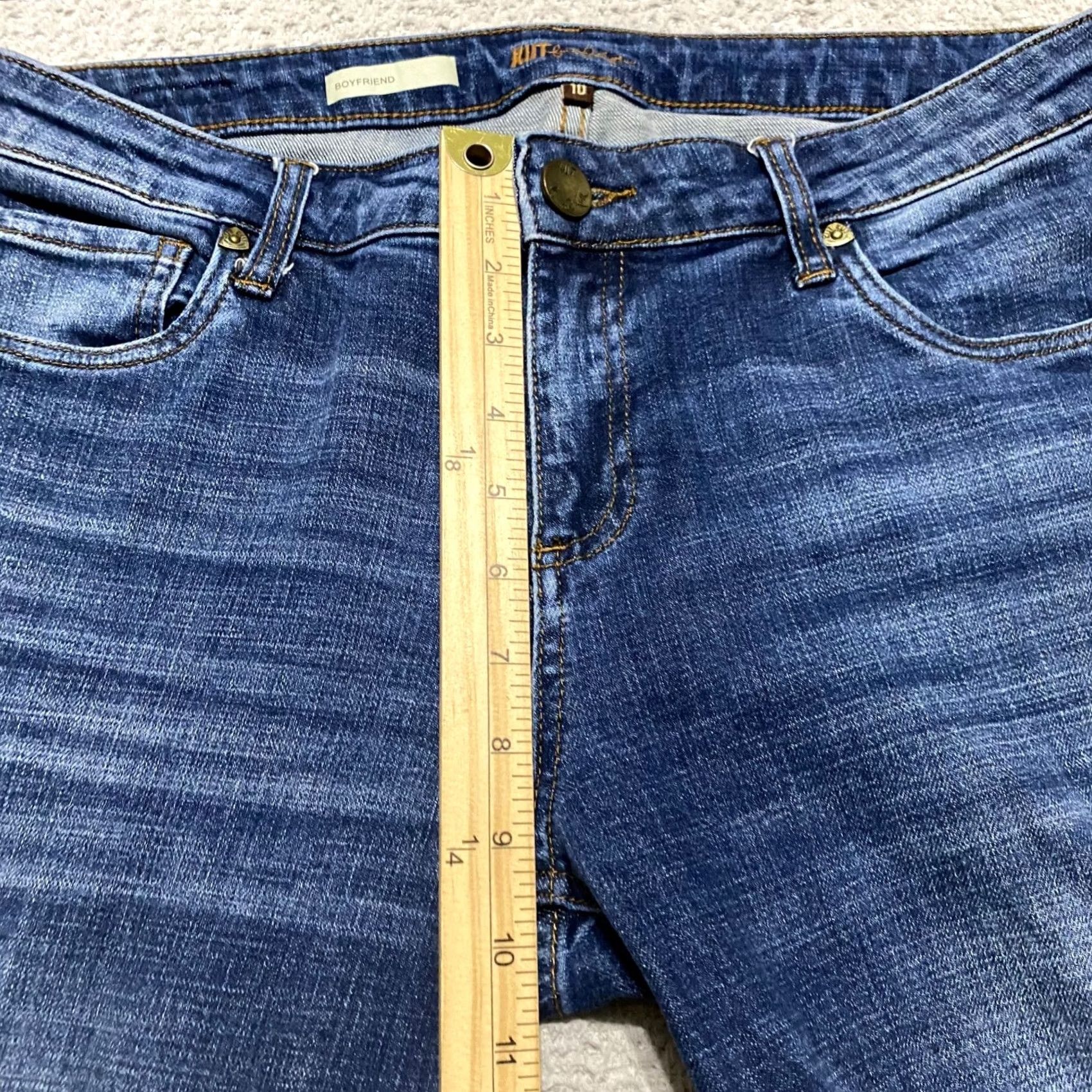 Vintage KUT from the Kloth Jeans Women sz 10 Blue Denim Medium Wash Distressed Mid Rise Jeans Womens Regular 5-Pocket Design Distressed Stretch Size 32" / US 10 / IT 46 - 7 Thumbnail