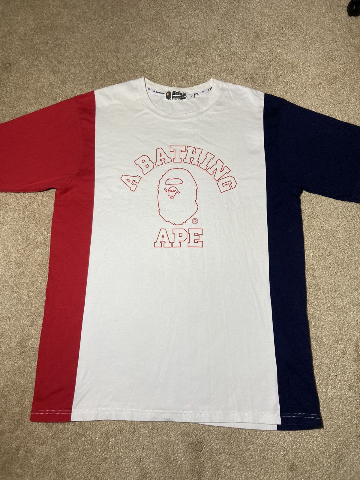 Bape 2015 Bape Split Cut Reconstructed Tee White College Logo OG Size US L / EU 52-54 / 3 - 2 Thumbnail