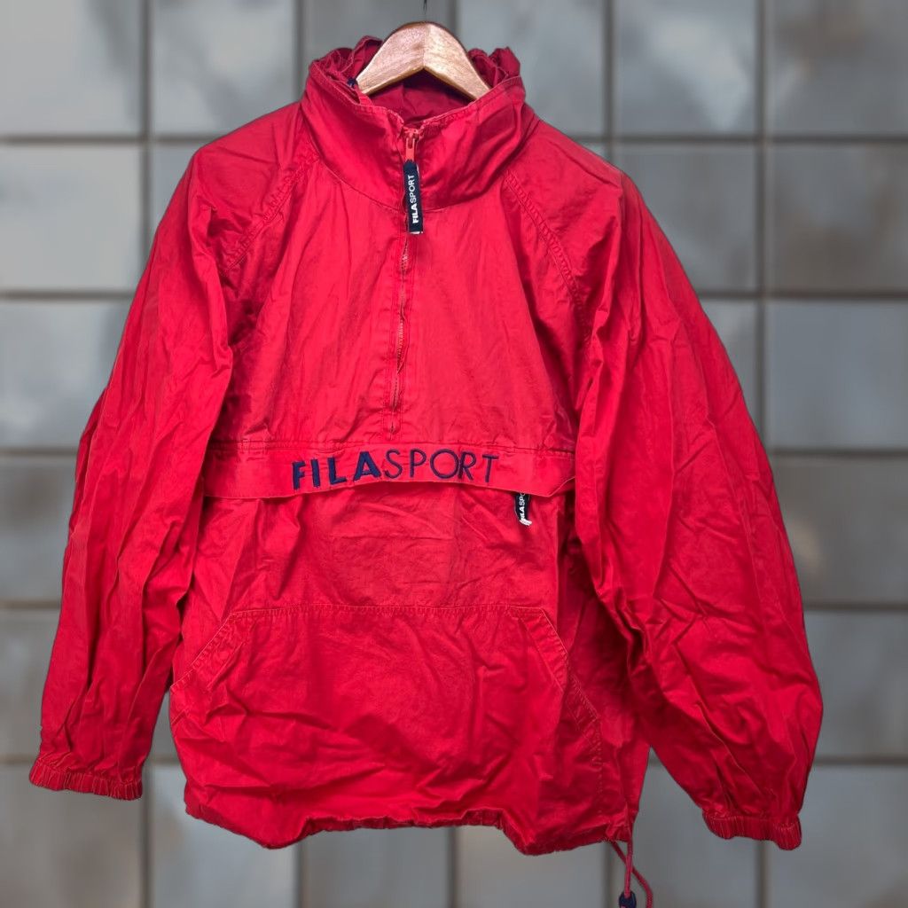 Tommy Hilfiger Vintage 90s Fila Windbreaker Jacket Large Red Plaid Logo Easy Packable Nylon Softshell Mens Windbreaker 90s Theme Casual Zip Logo Size US XL / EU 56 / 4 - 1 Thumbnail