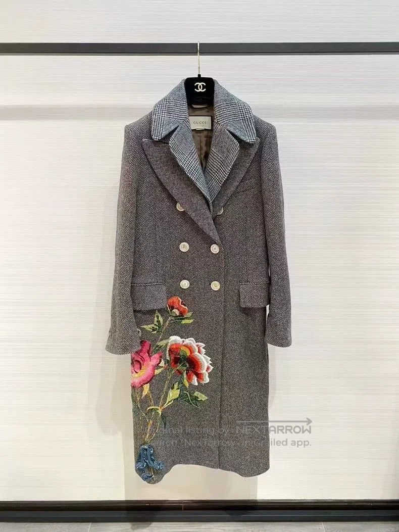 Gucci Embroidered Wool Long Coat-