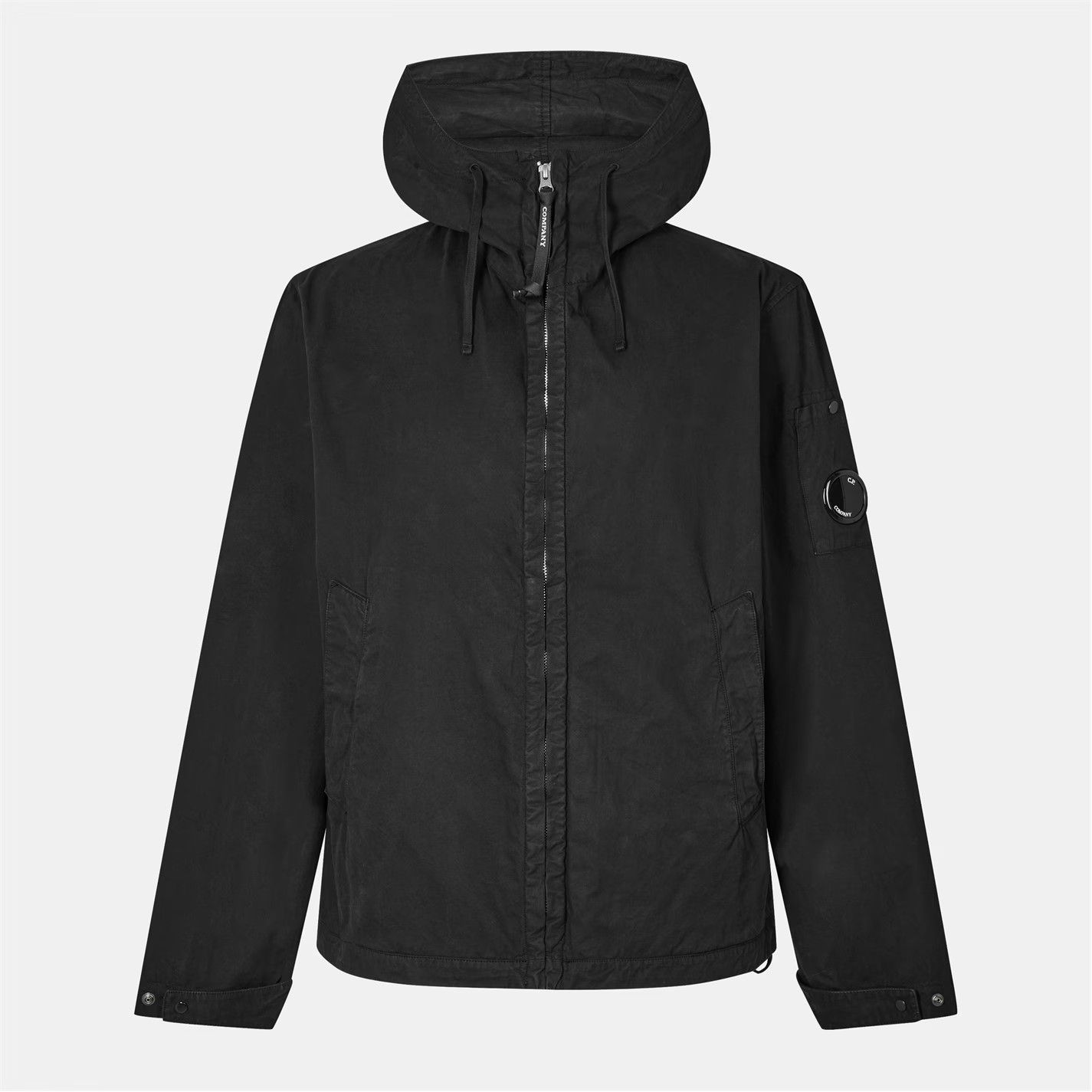 C.P. Company o1g2r1mq0426 Garment Dyed Cotton Hooded Lens Jacket in Black Size US S / EU 44-46 / 1 - 1 Thumbnail