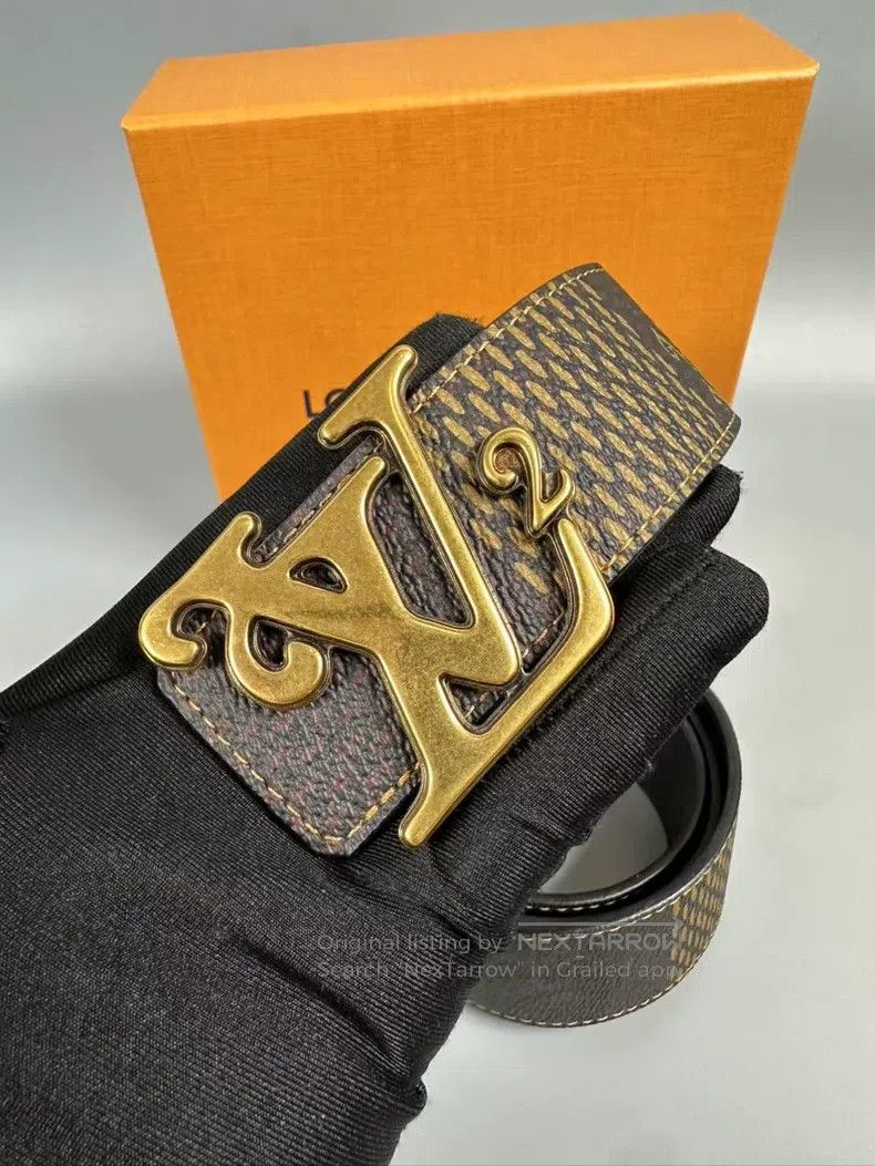Louis Vuitton Louis Vuitton size 100 Co-branded nigo full LV logo belt Size ONE SIZE - 2 Thumbnail