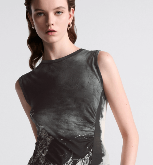 Dior o1w1db10925 443T26 Asymmetric Tank Top in Black/White Size XS / US 0-2 / IT 36-38 - 5 Thumbnail