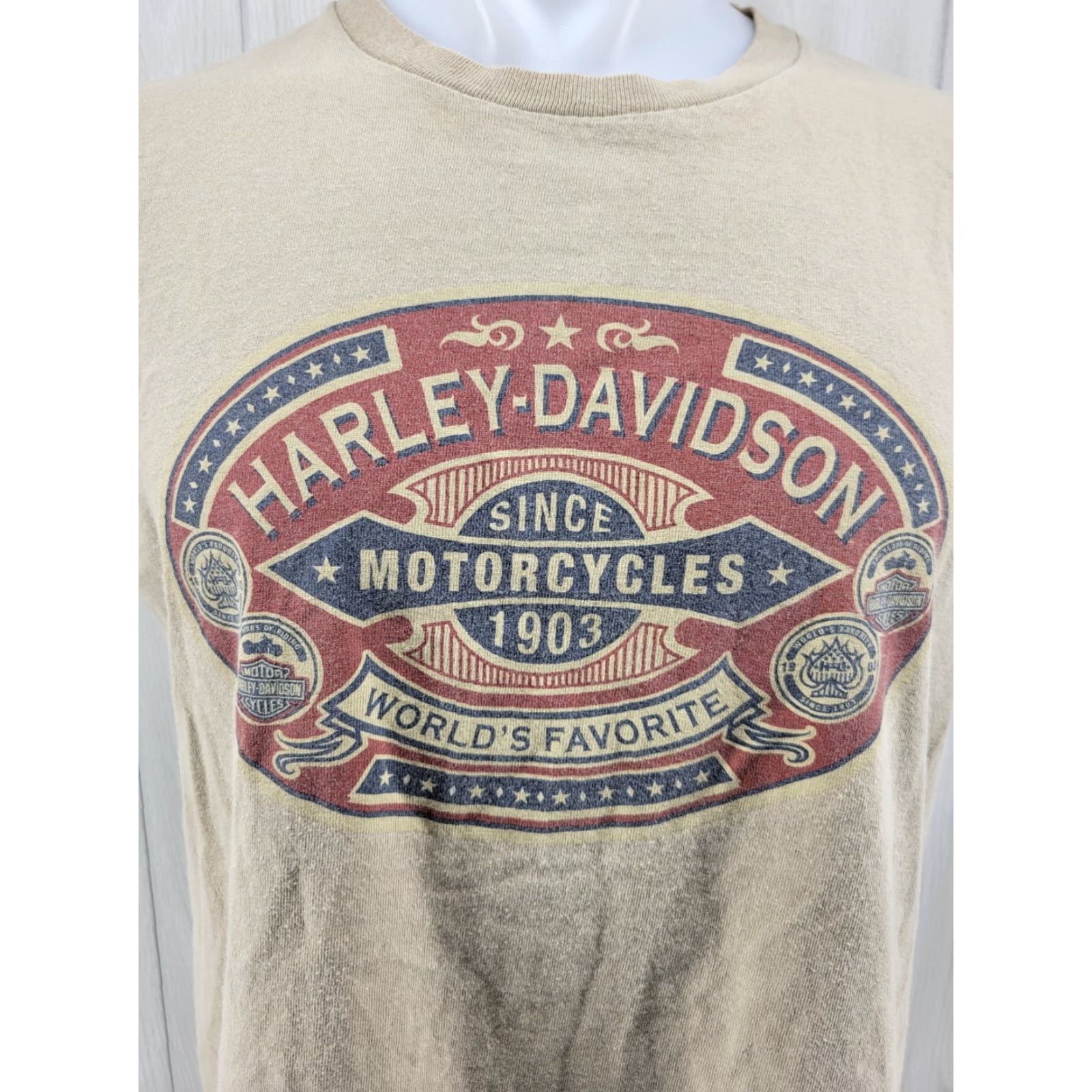 Harley Davidson VINTAGE Harley-Davidson Motorcycles T Shirt Mens L Tan Huntsville Alabama 1980s 90s Motocycle Theme Southback? Size US L / EU 52-54 / 3 - 3 Thumbnail